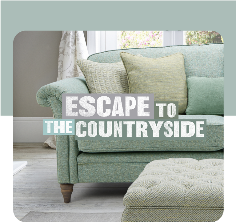 Sage green traditional sofa with green scatter cushions