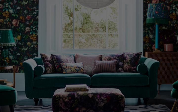 maximalist living room decor with the dame sofa