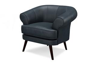 navy blue leather tub chair