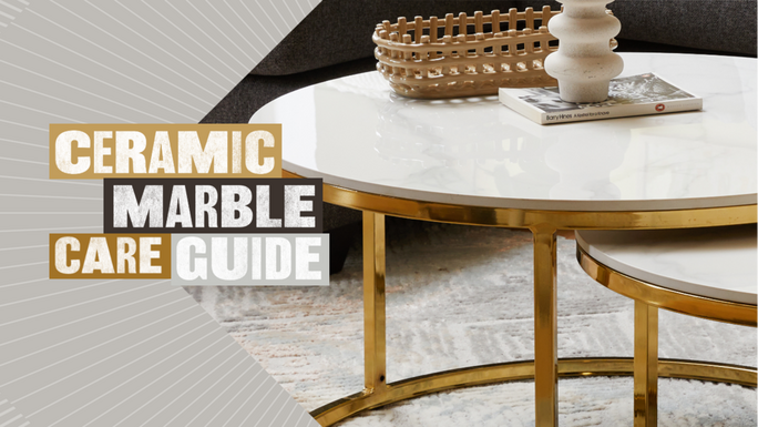 ceramic marble care guide with halo gold nest coffee table