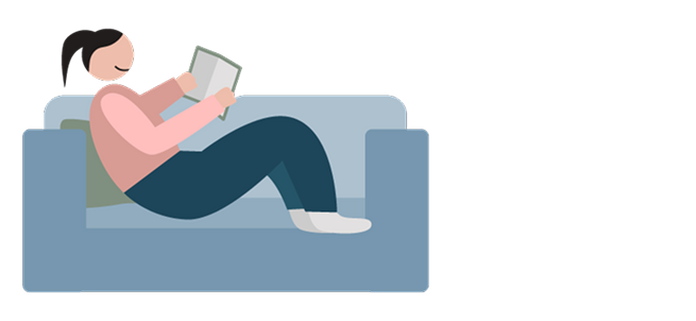 illustration of a women reading on a chair
