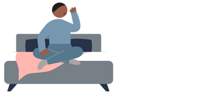 illustration of a man sat up in bed