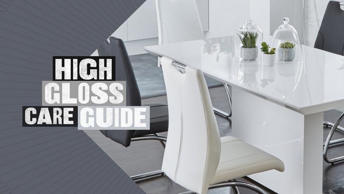 high gloss care guide with monochrome dining set