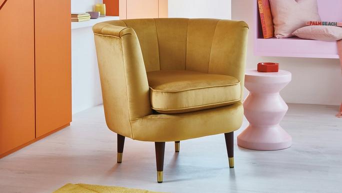 yellow velvet tub chair