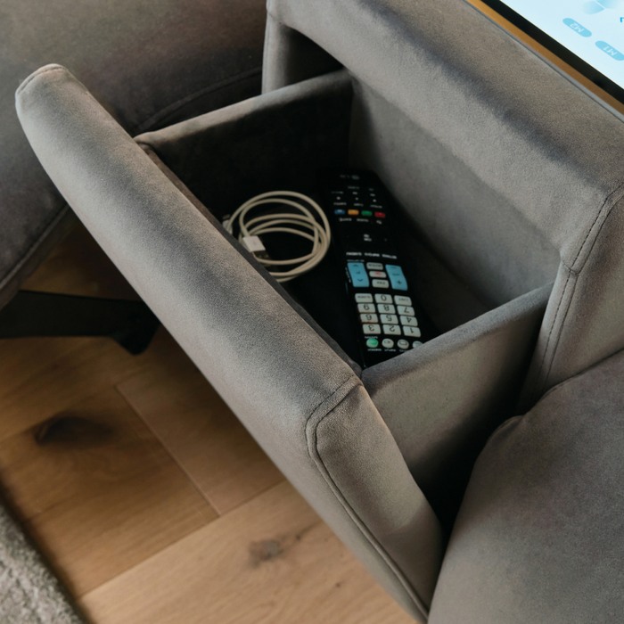close up of a storage unit on a sofa