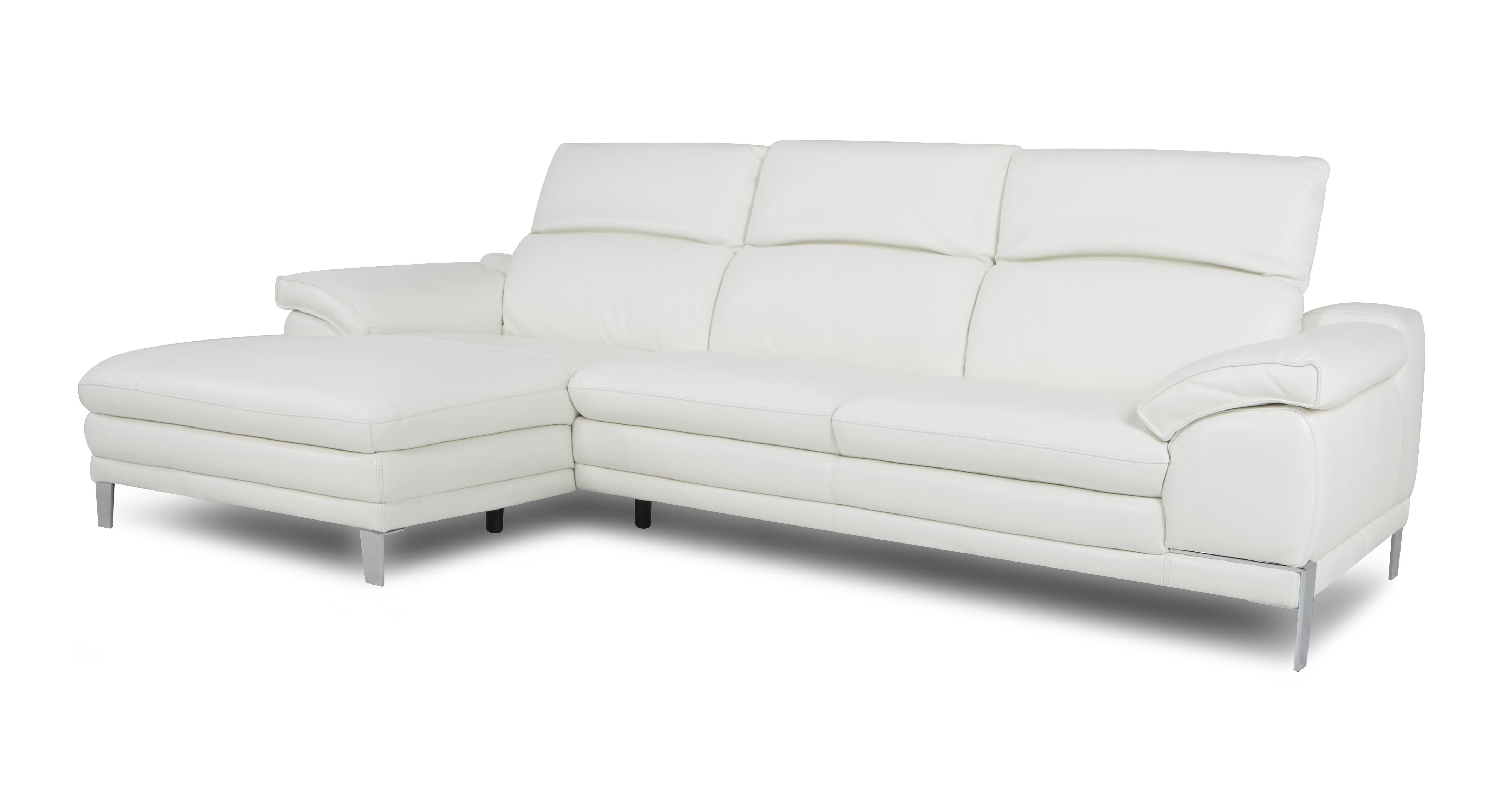 Dfs white leather on sale corner sofa