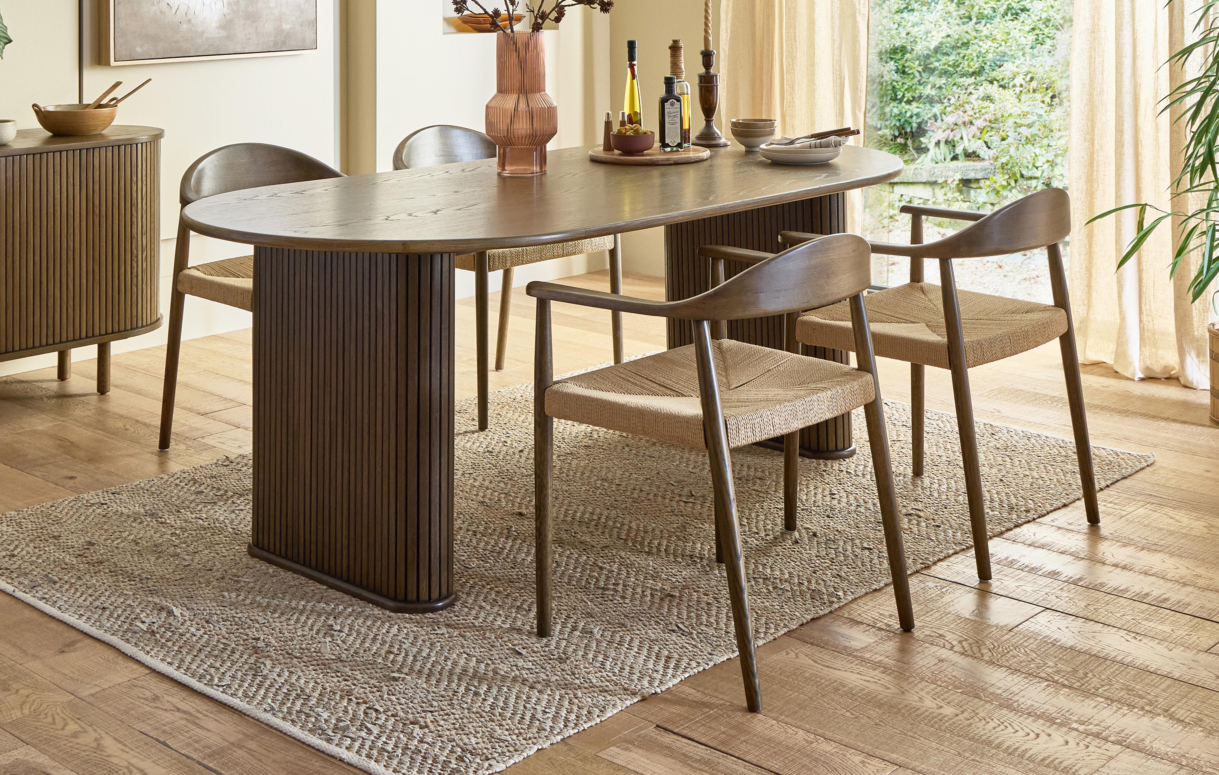 Dining Set Table & 4 Chairs Smoke Oak