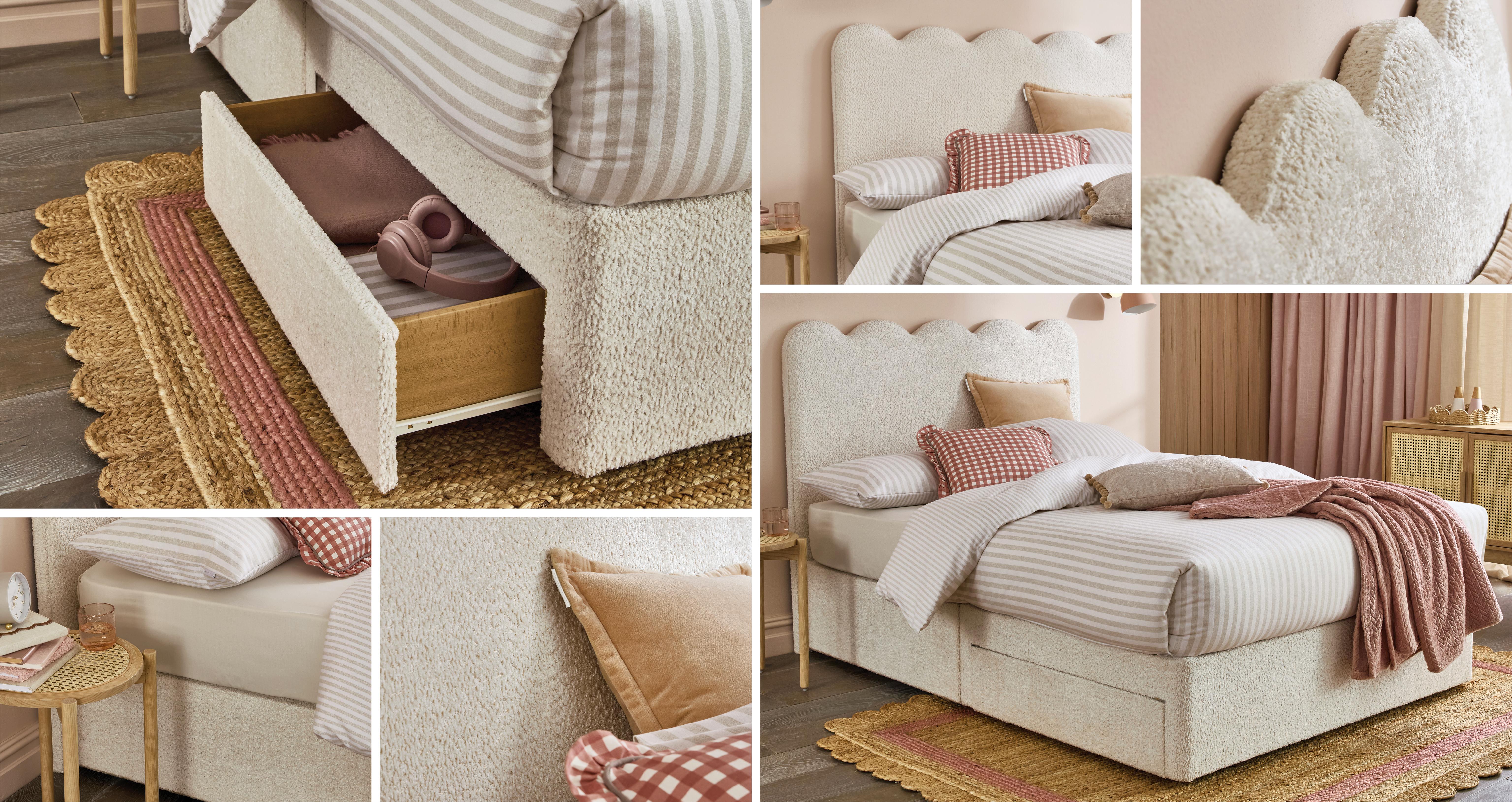 Cova 2 Drawer Small Double Bedframe in Cova Cream