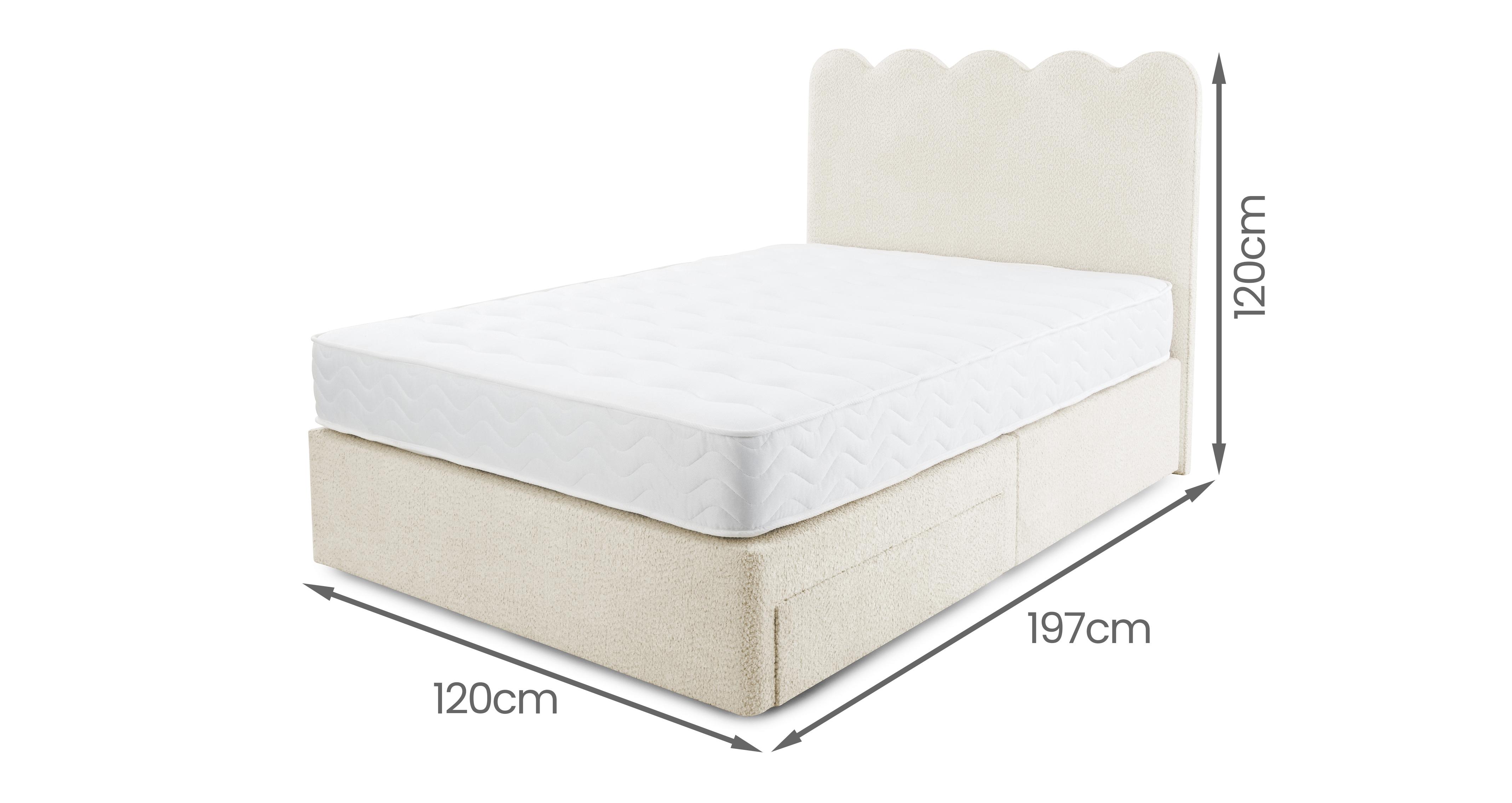 Cova 2 Drawer Small Double Bedframe in Cova Cream
