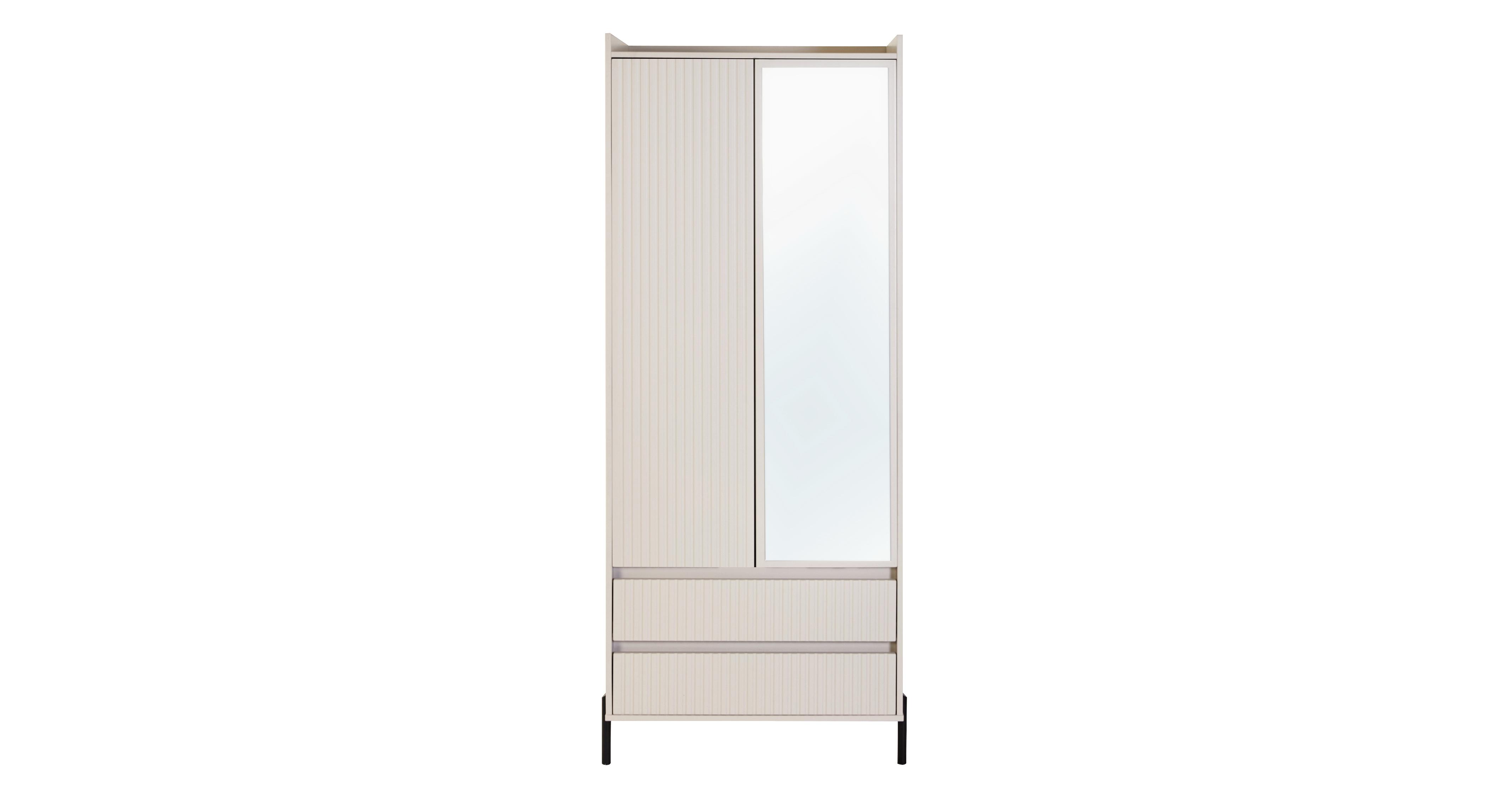 2 Door 2 Drawer Mirror Wardrobe