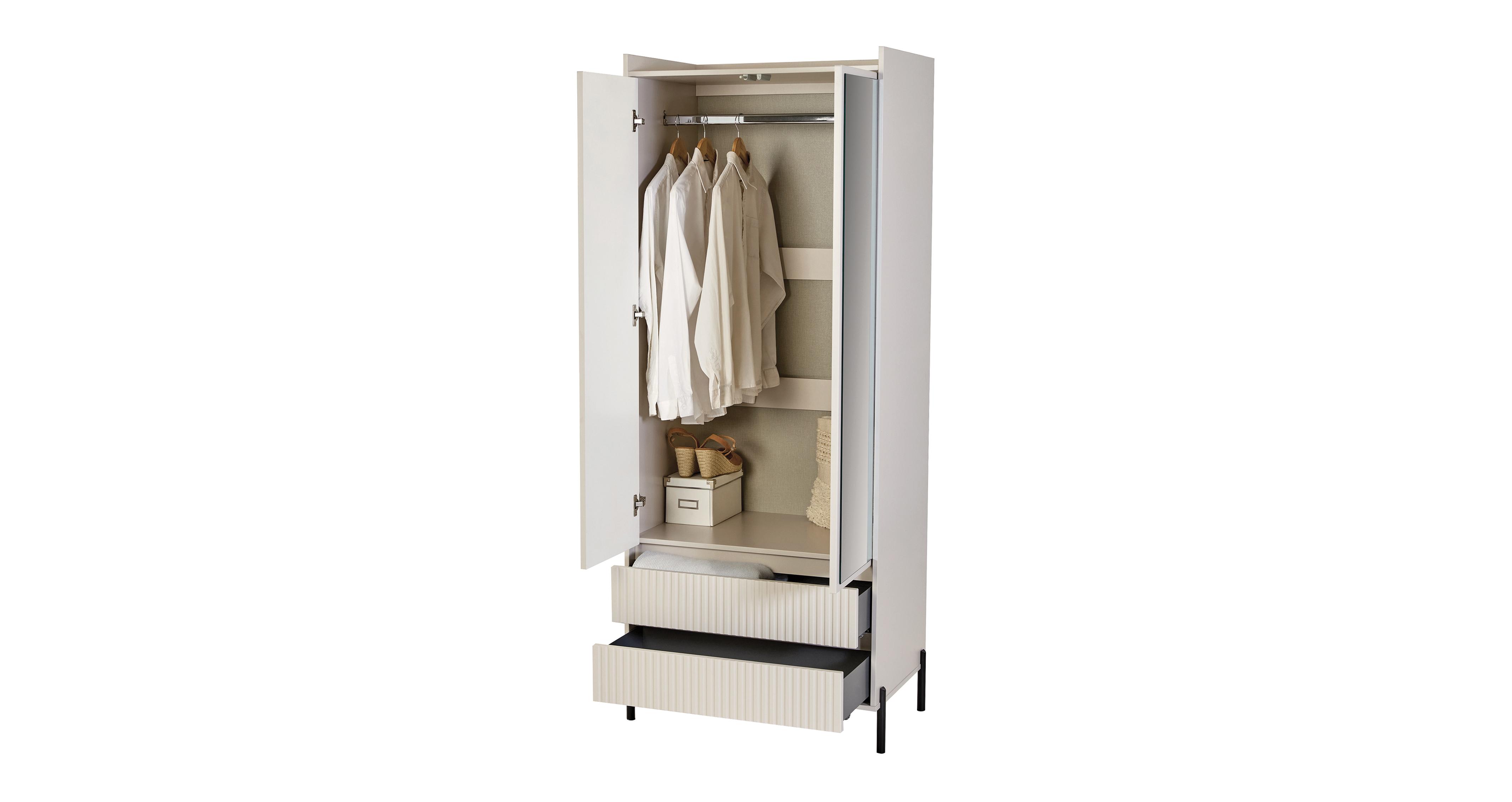 Crue 2 Door 2 Drawer Mirror Wardrobe in Crue Kashmir Matt