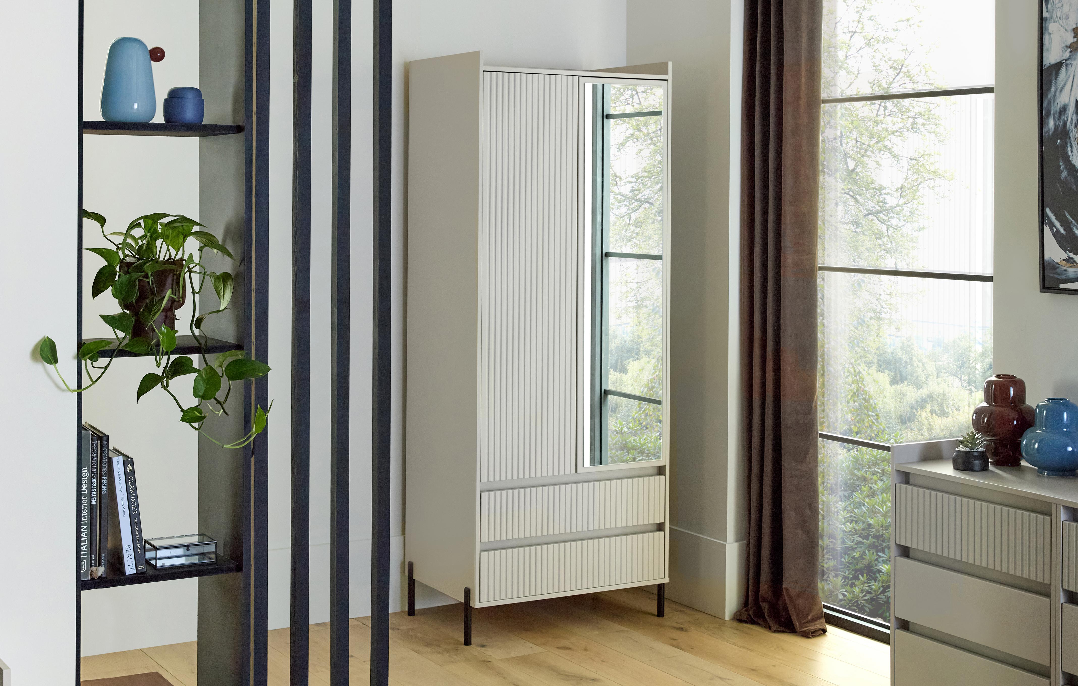 2 Door 2 Drawer Mirror Wardrobe