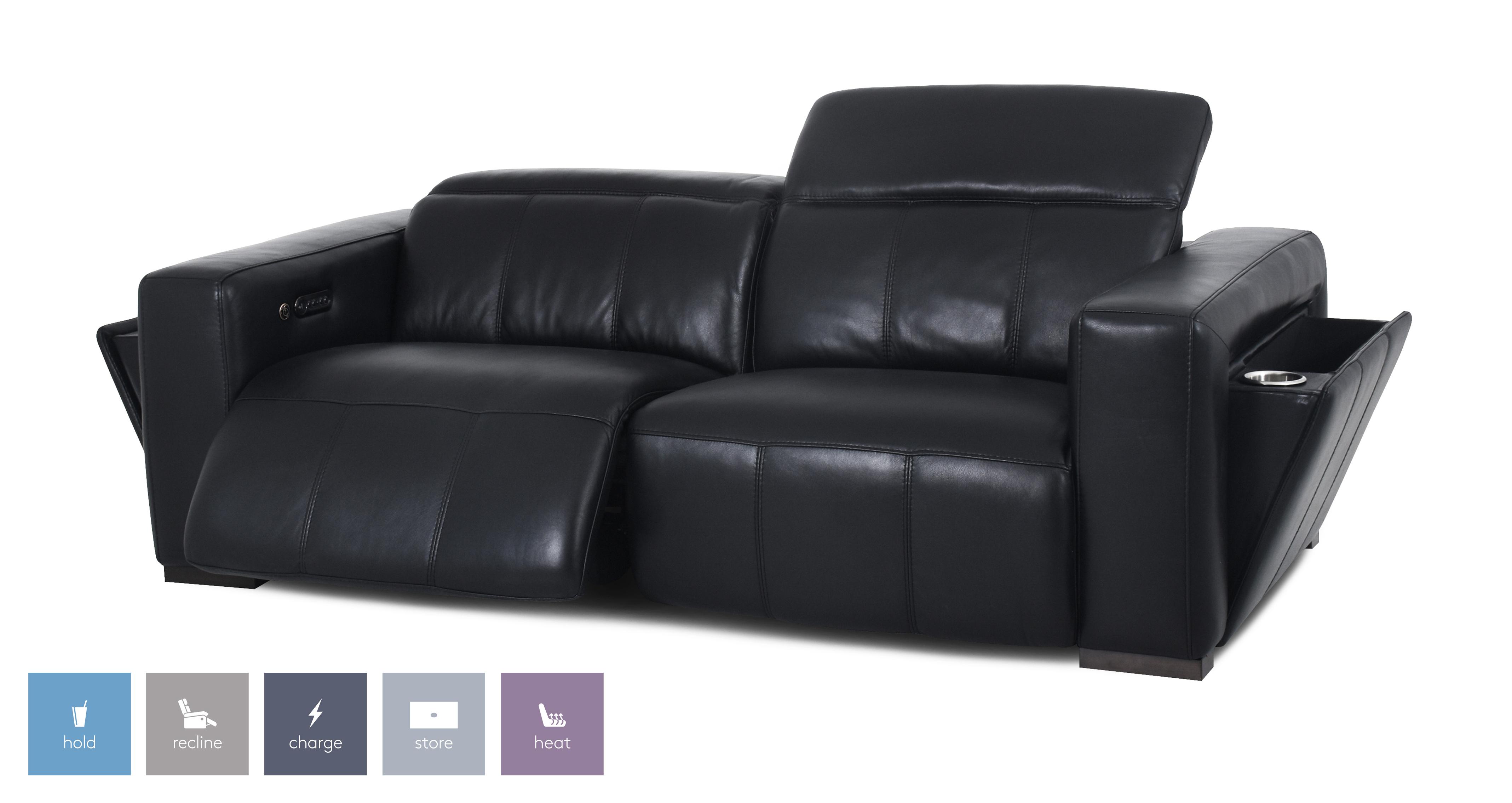 Heated leather recliner online sofa