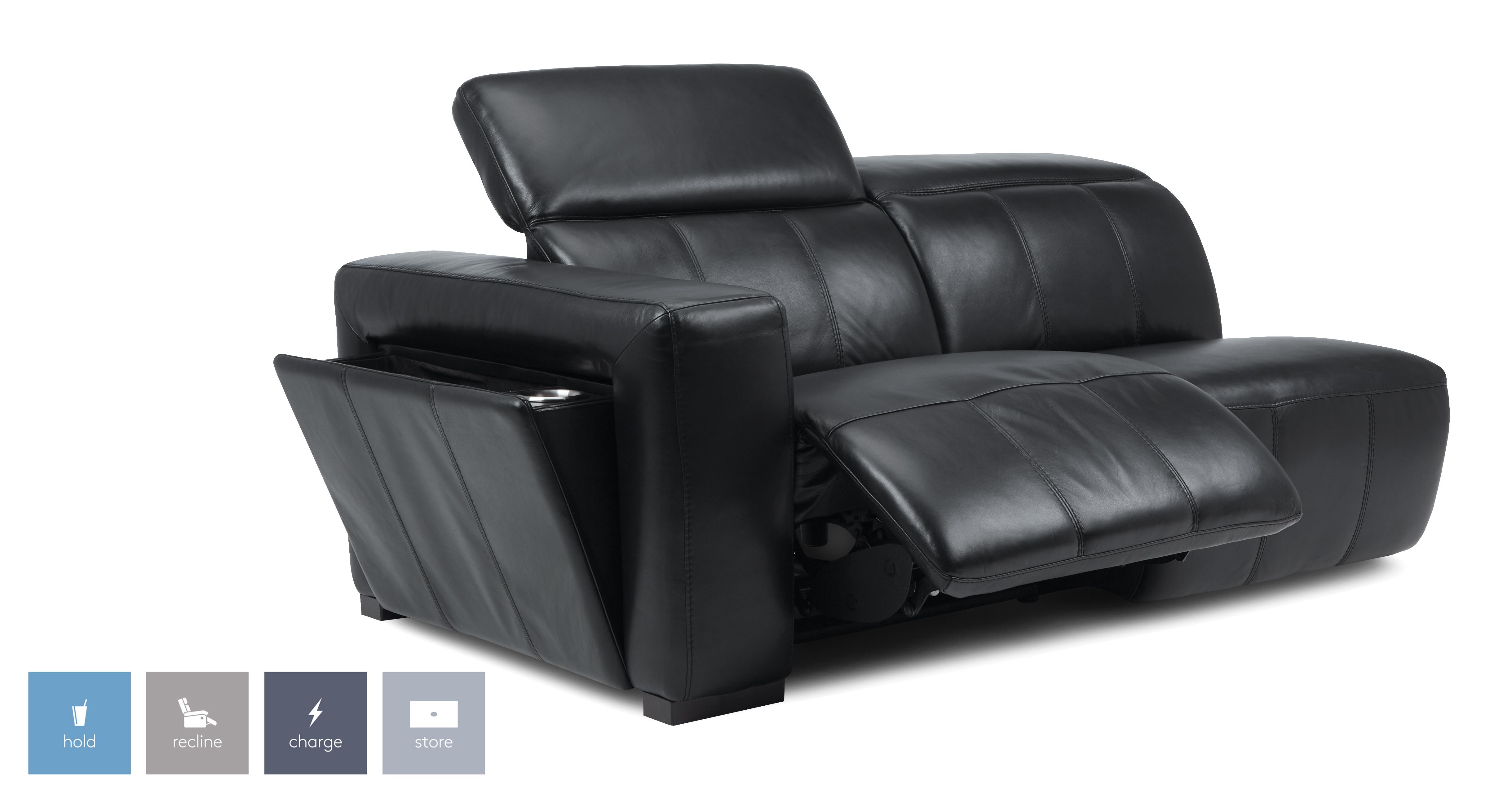 Crusade Left Hand Facing 2 5 Seat Power Plus Recliner And Power Headrest With Storage Arms DFS