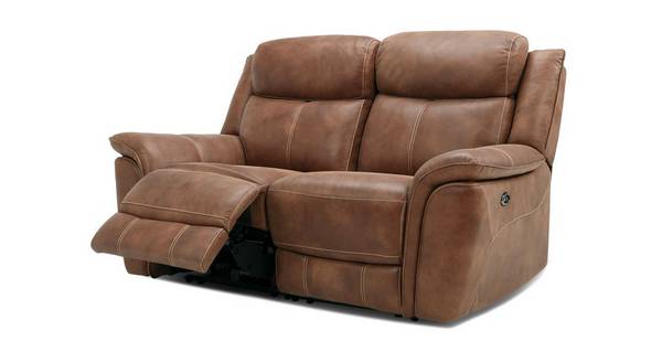 Dallas 2 Seater Power Recliner Heritage, Brown Leather Recliner Sofa