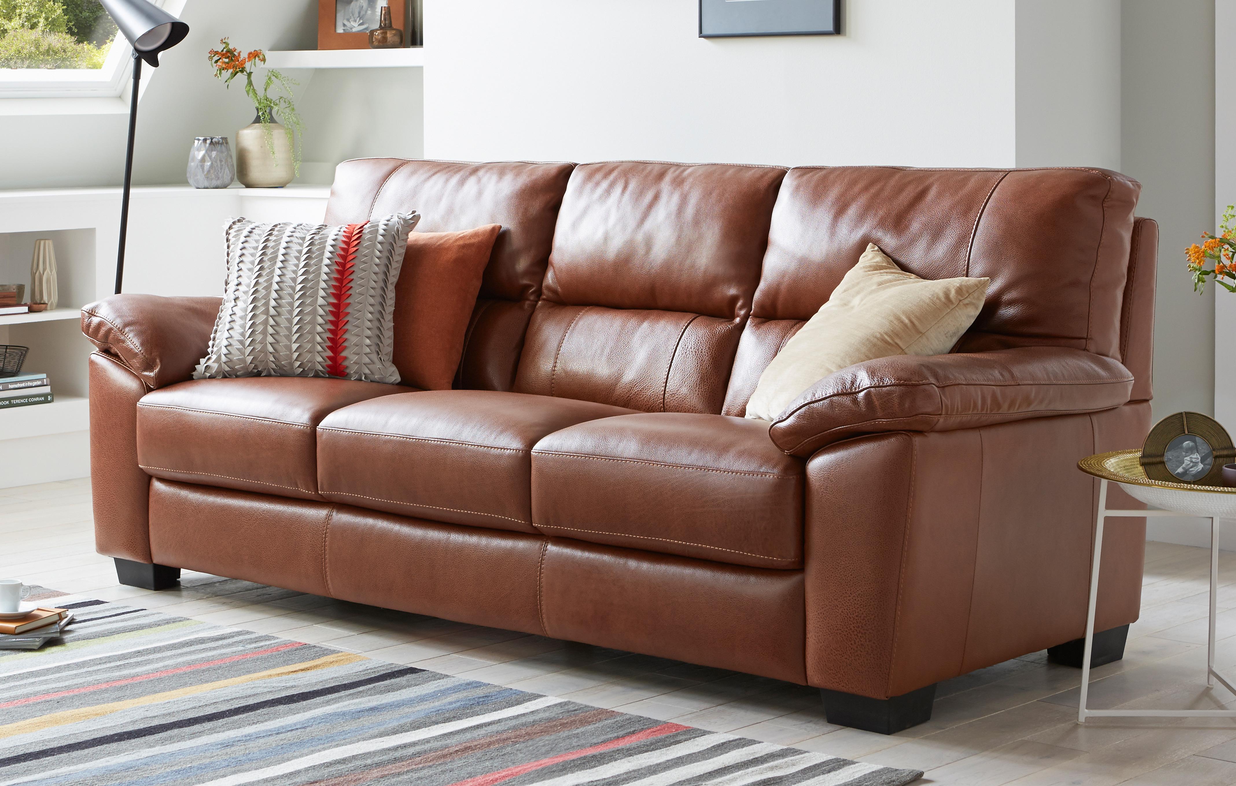 DFS Brown leather sofa used 
