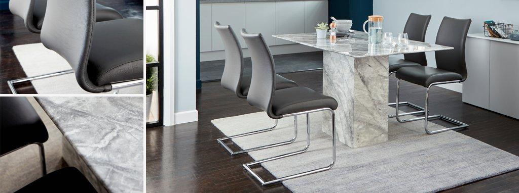 Dfs marble dining table and online chairs