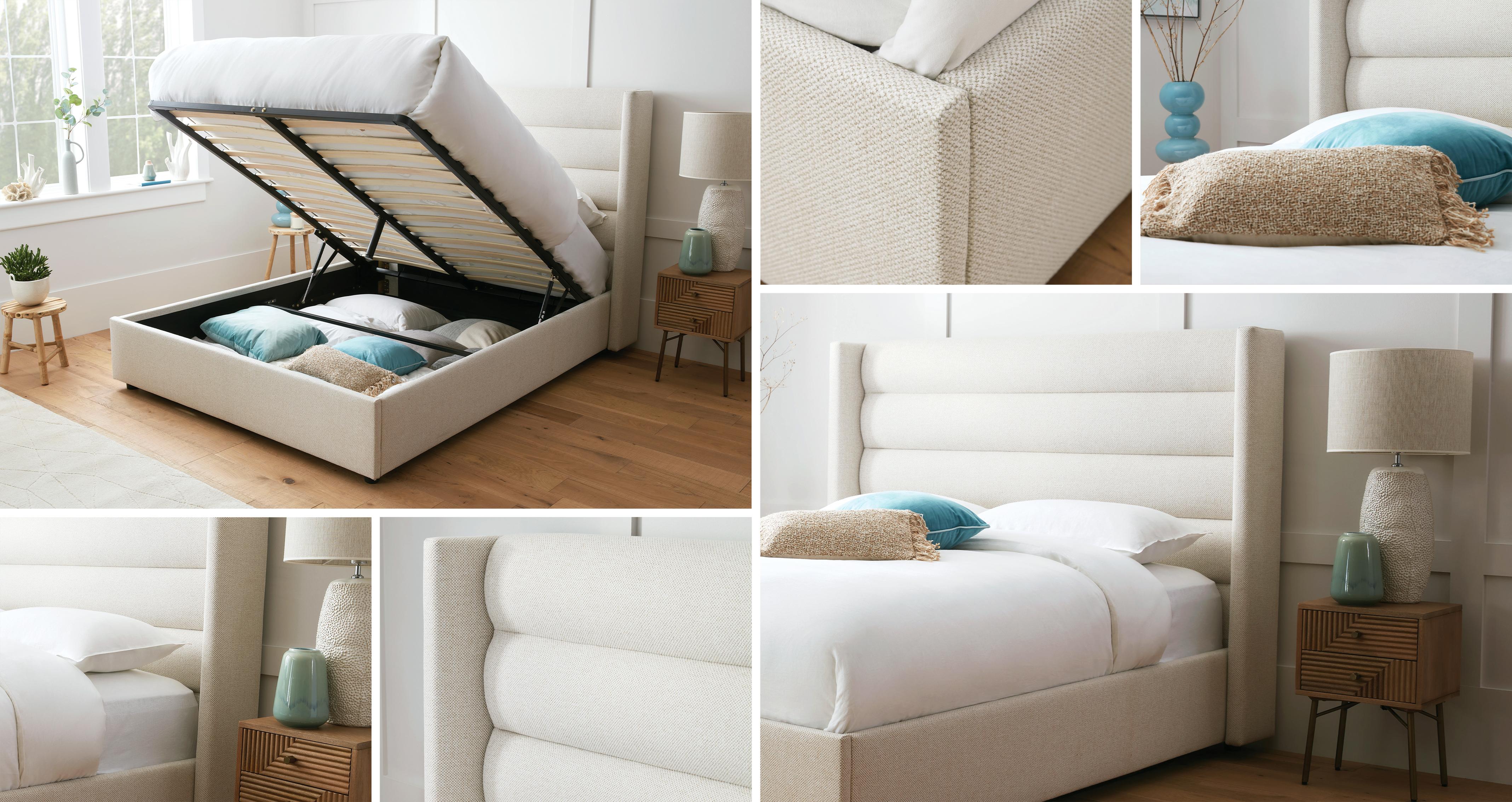 Damona Double Ottoman Bed in Damona Cream Cream