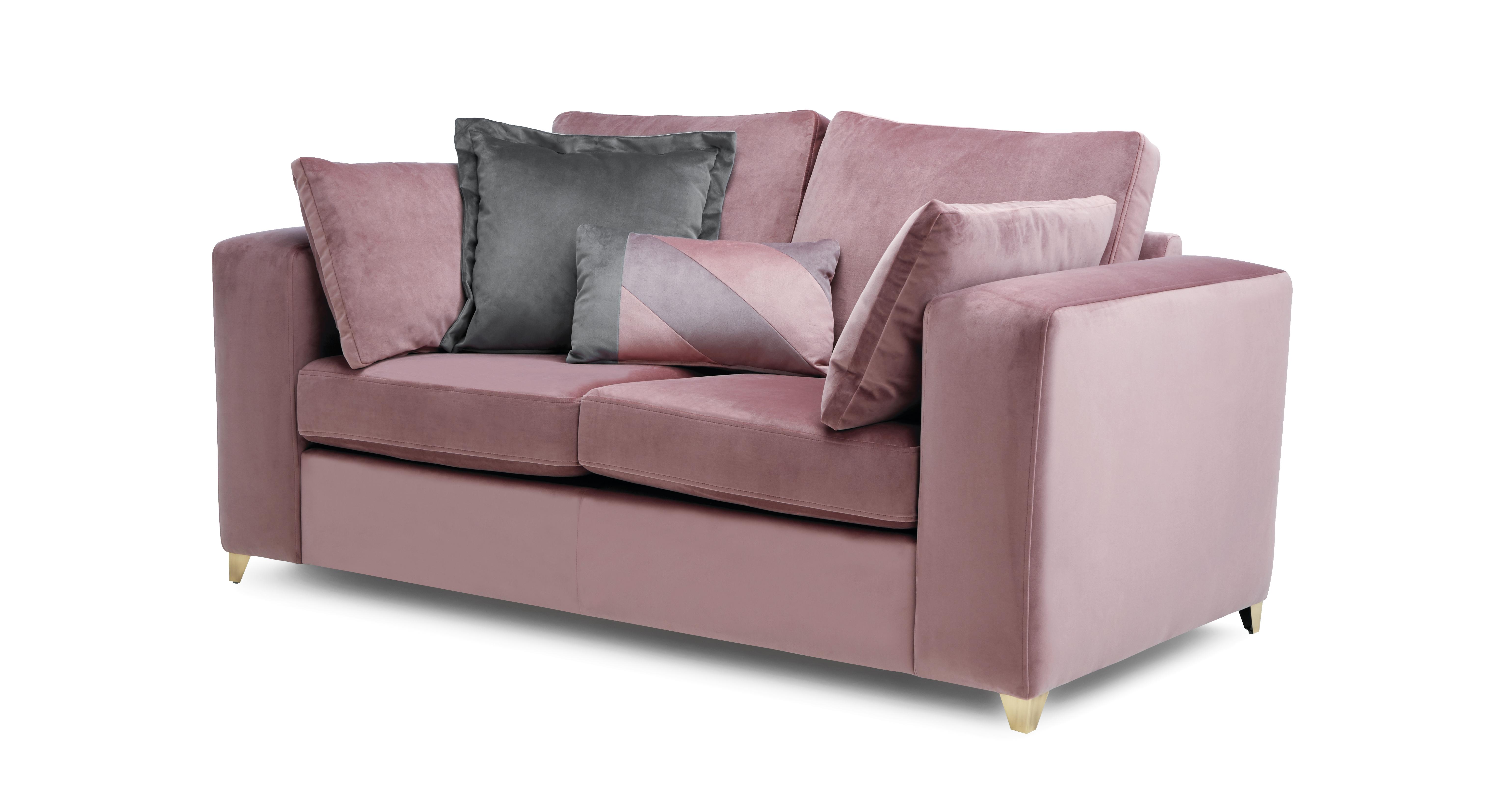 Darcy 2 Seater Deluxe Sofa Bed in Darcy Velvet Mauve with Brushed Brass feet