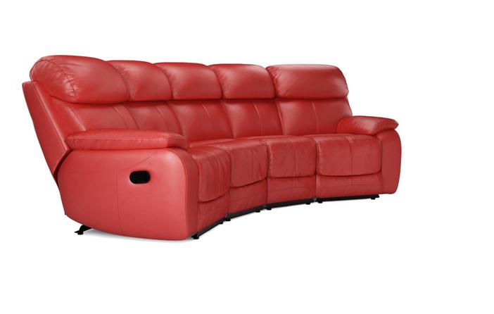 4 Seater Curved Manual Double Recliner, Curved Leather Power Recliner Sofa