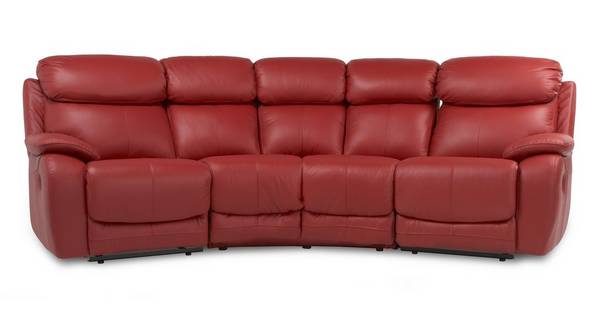Daytona 4 Seater Curved Manual Double, Red Leather Recliner Sofa