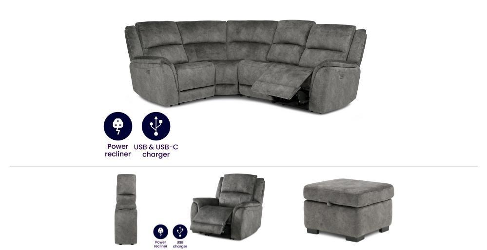 Corner Sofa Chair Console & Footstool