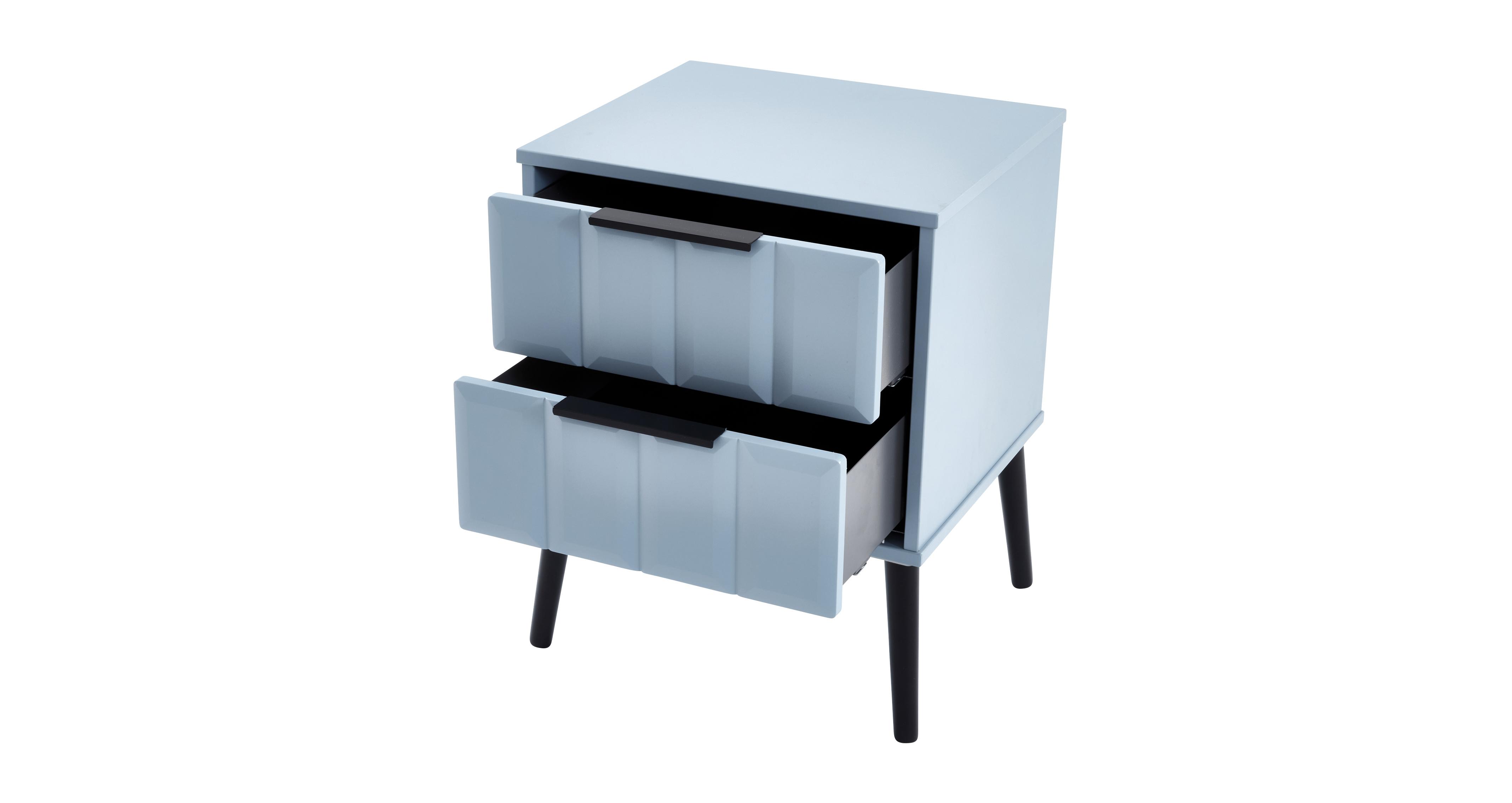 Demi 2 Drawer Bedside Table in Demi Denim