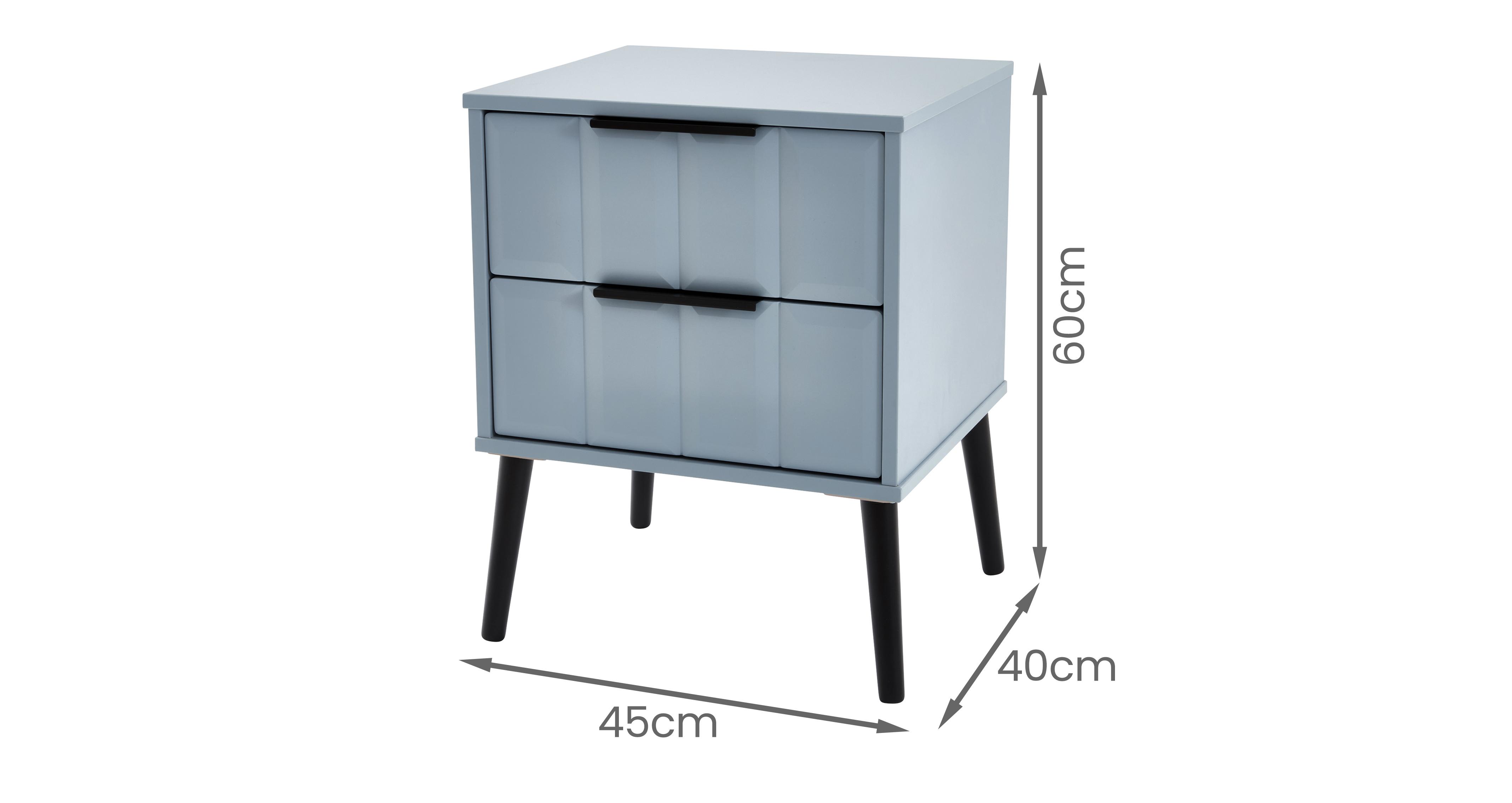 Demi 2 Drawer Bedside Table in Demi Denim