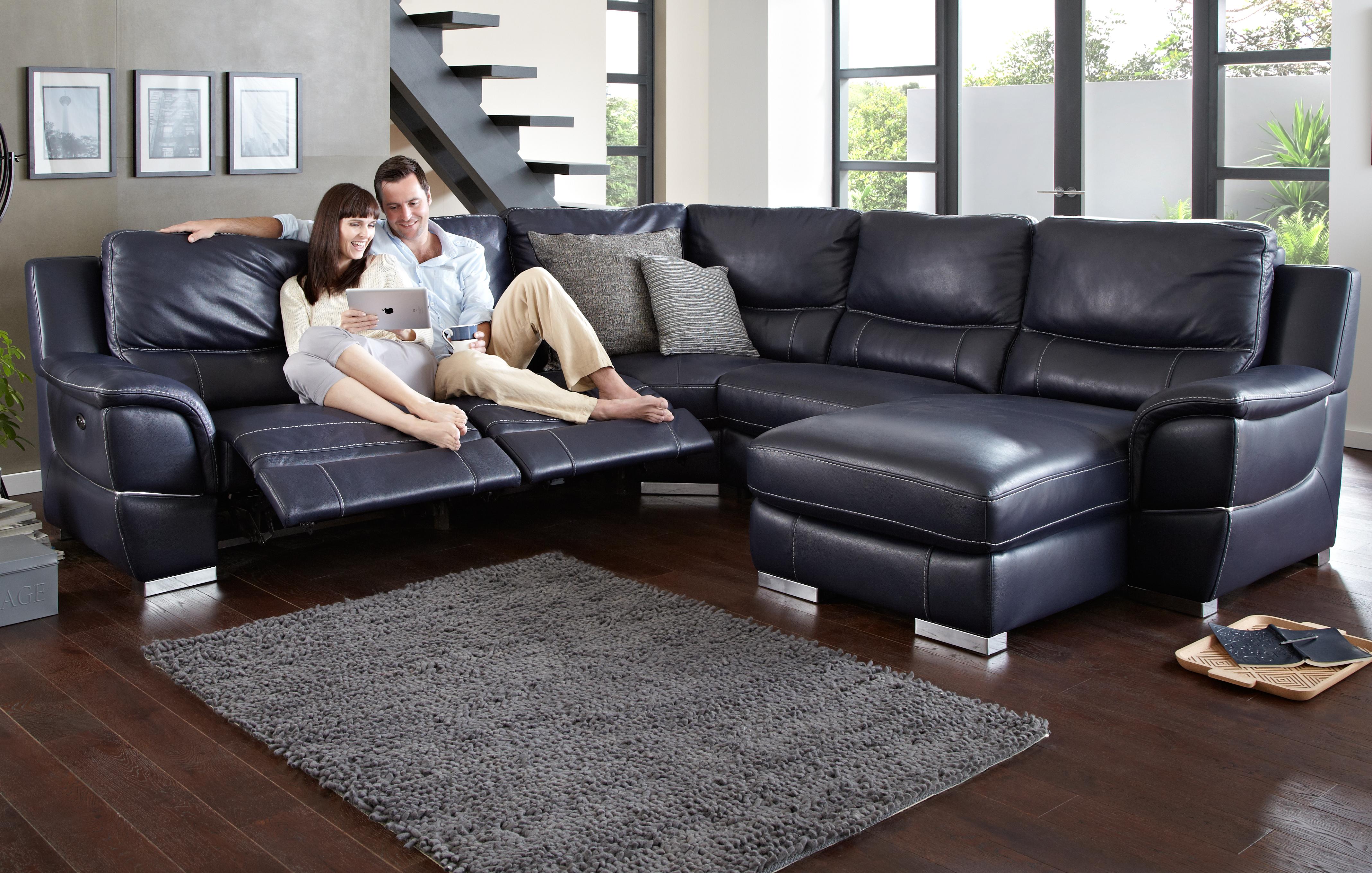 L shaped deals black leather couch