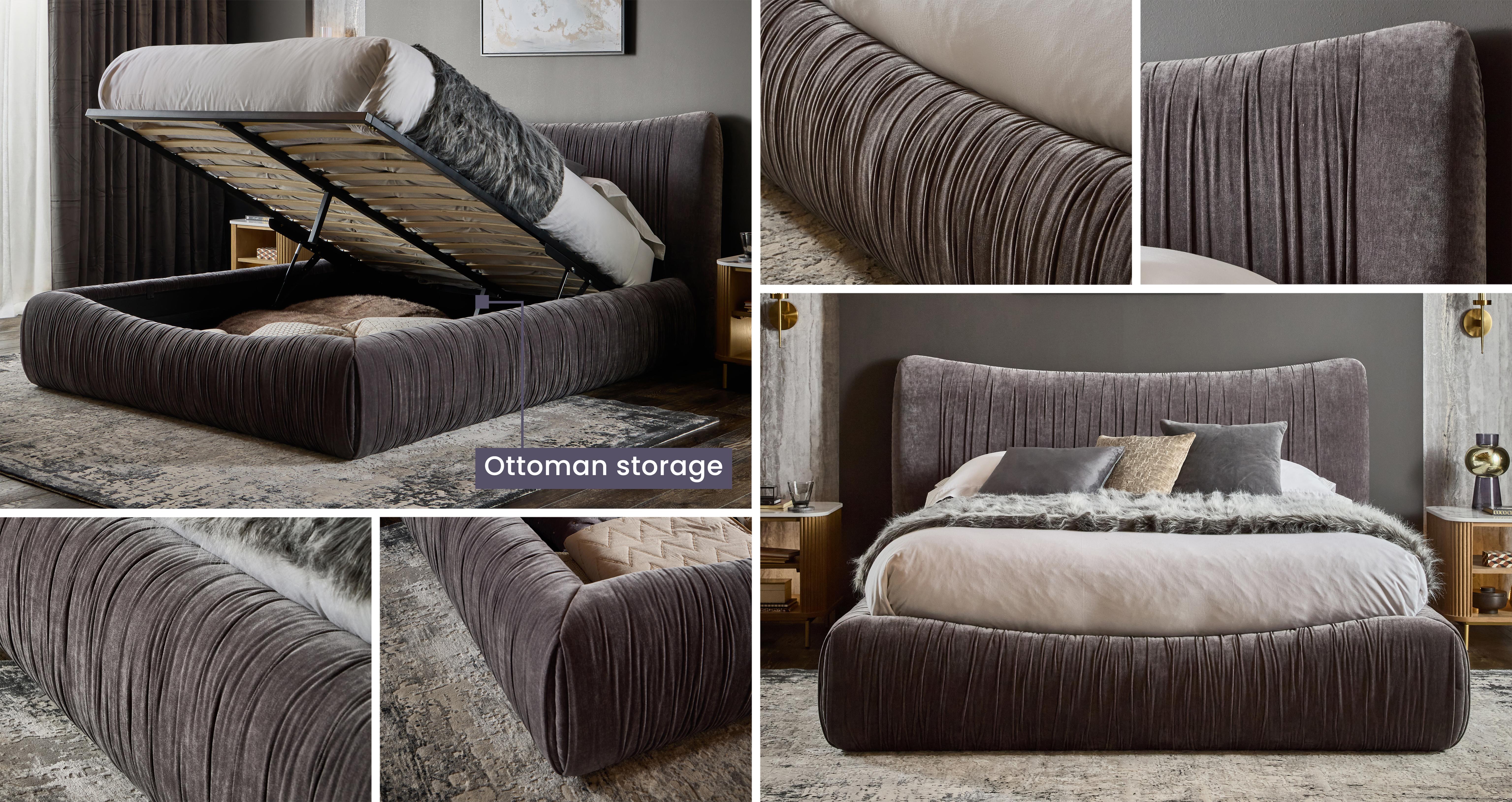 Dolly Double Ottoman Bed in Dolly Velvet Grey