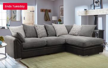Pillow Back Left Hand Facing Arm 3 Seater Open End Corner Sofa