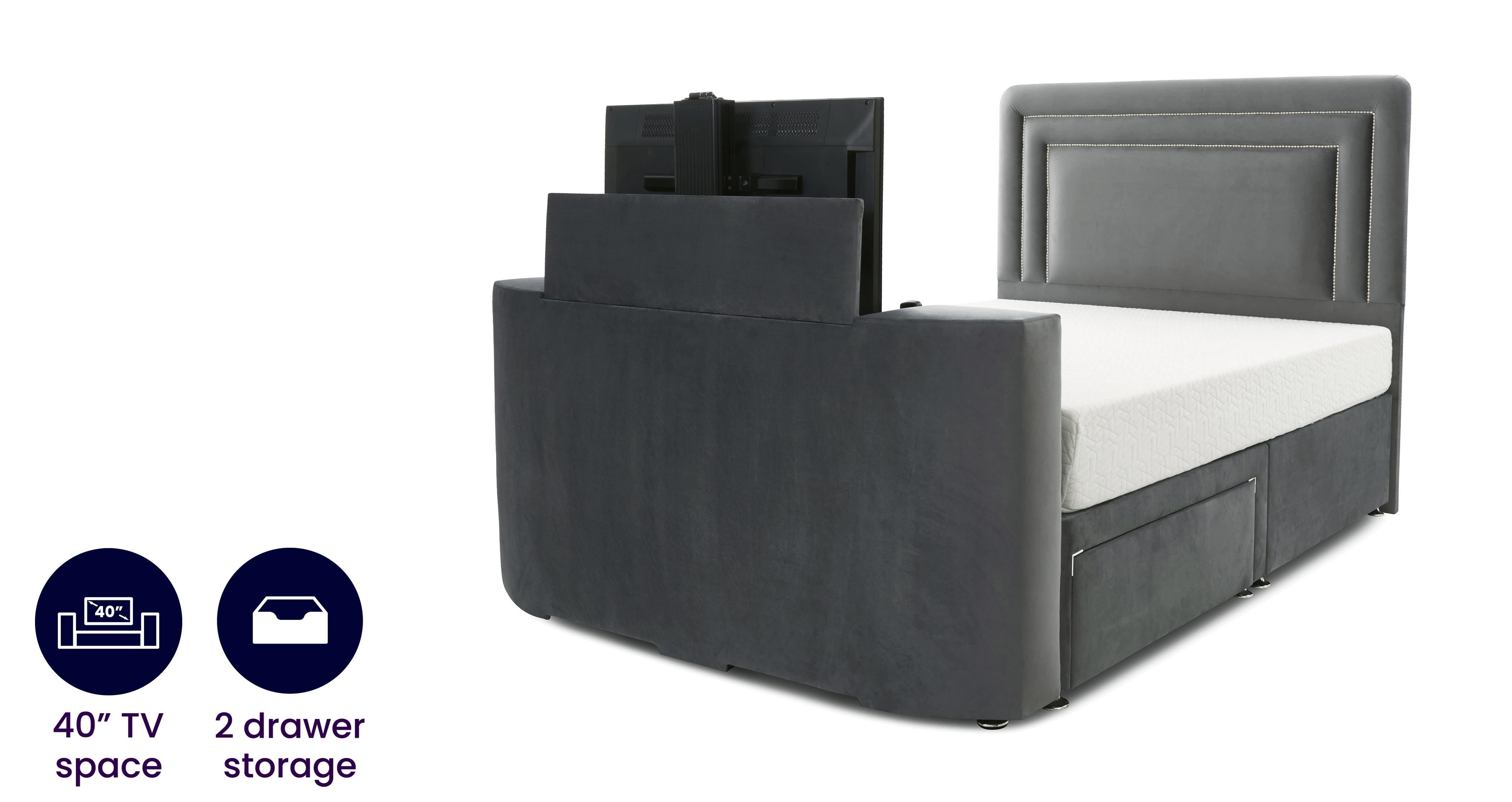 King 2 Drawer TV Bedframe