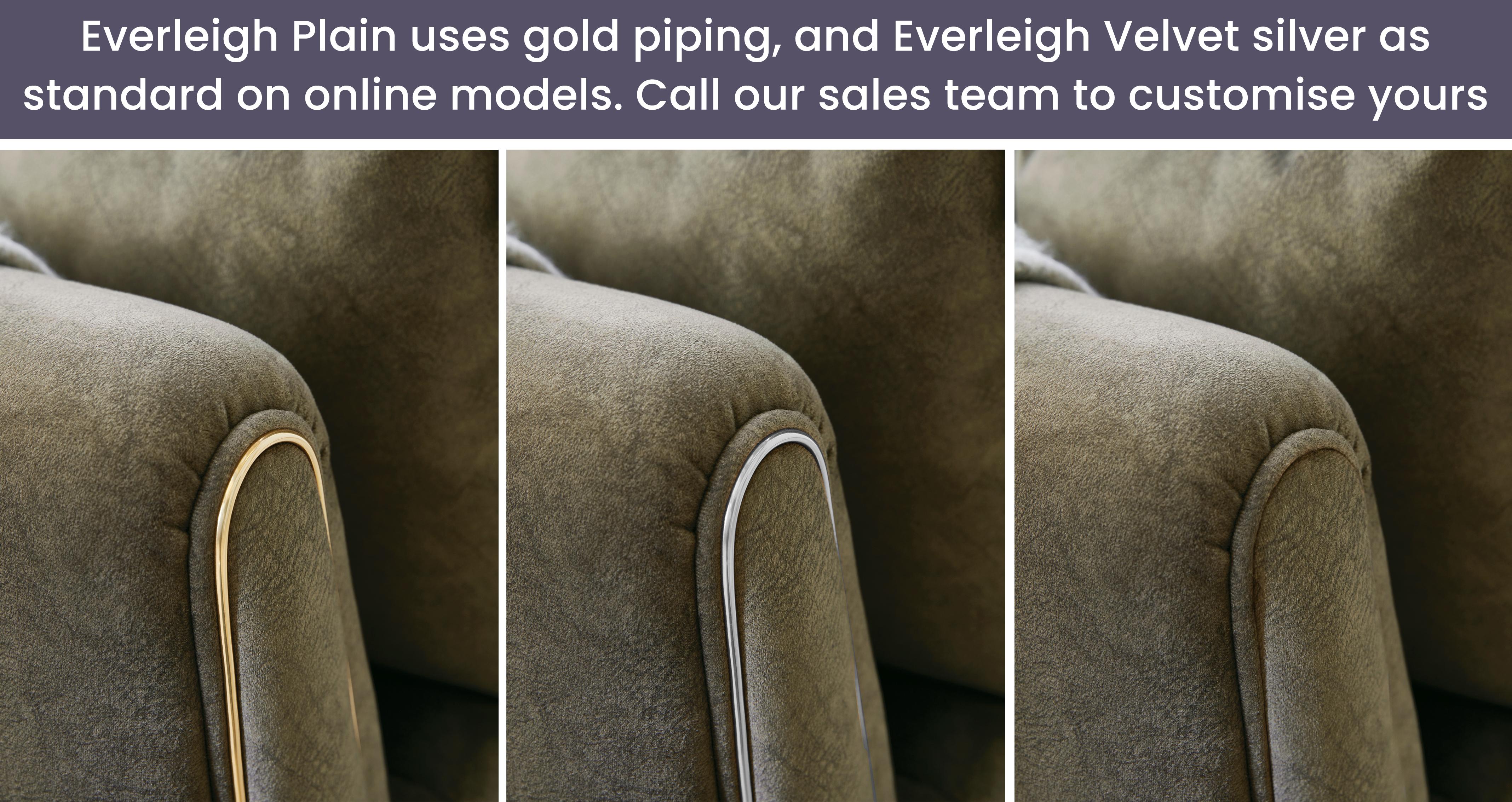 Everleigh 4 Seater Sofa in Everleigh Plain Sage with Gold feet
