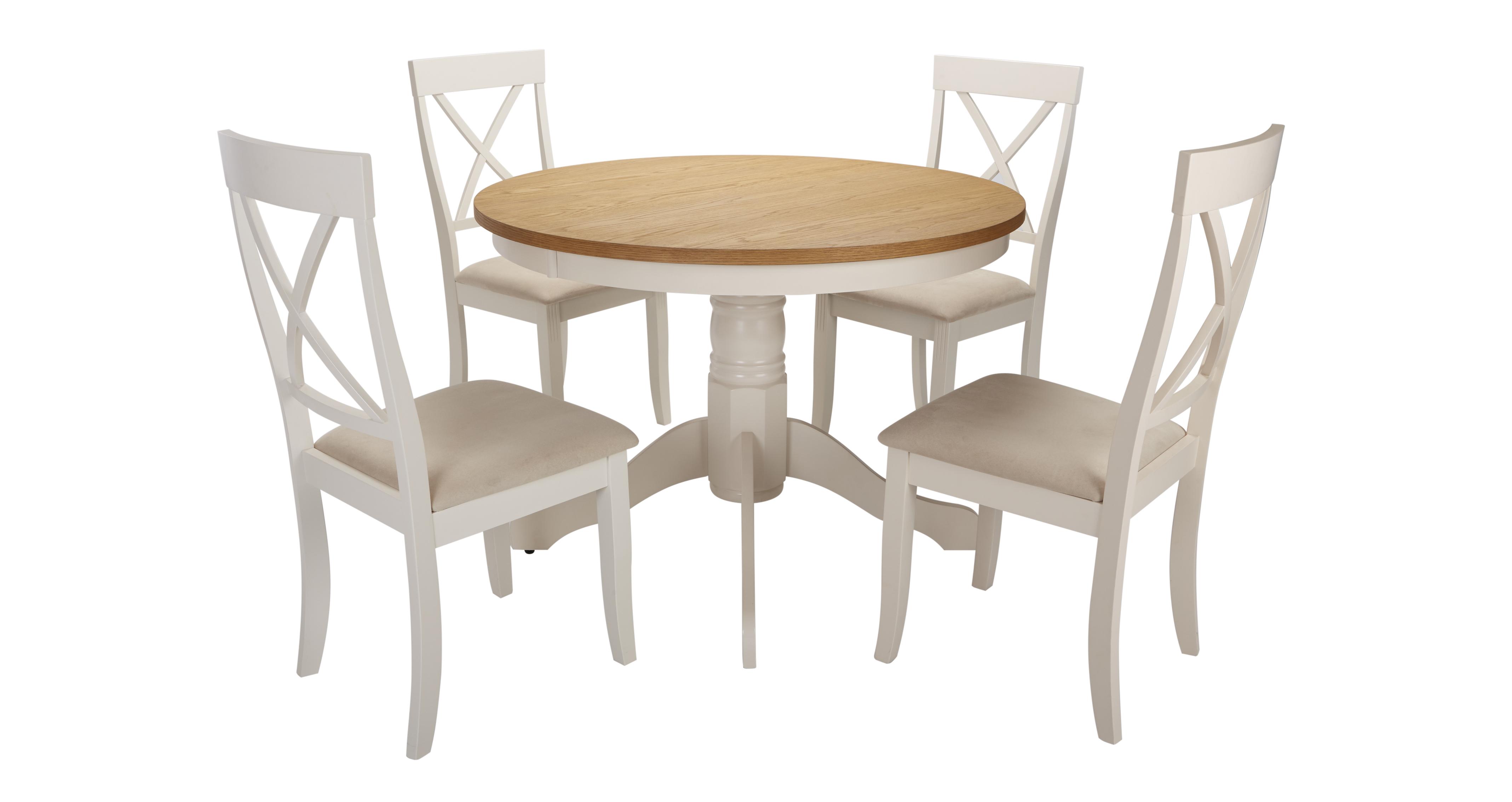 Evesham Round Pedestal Dining Table 4 Chairs DFS