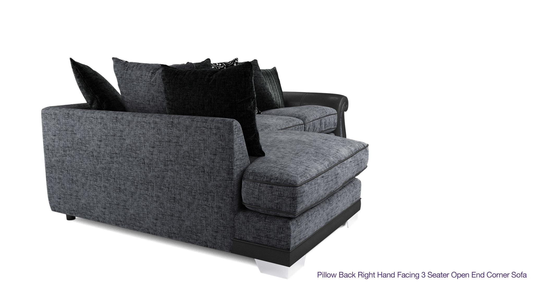 Evisa Pillow Back Left Hand Facing Arm 3 Seater Open End Corner Sofa