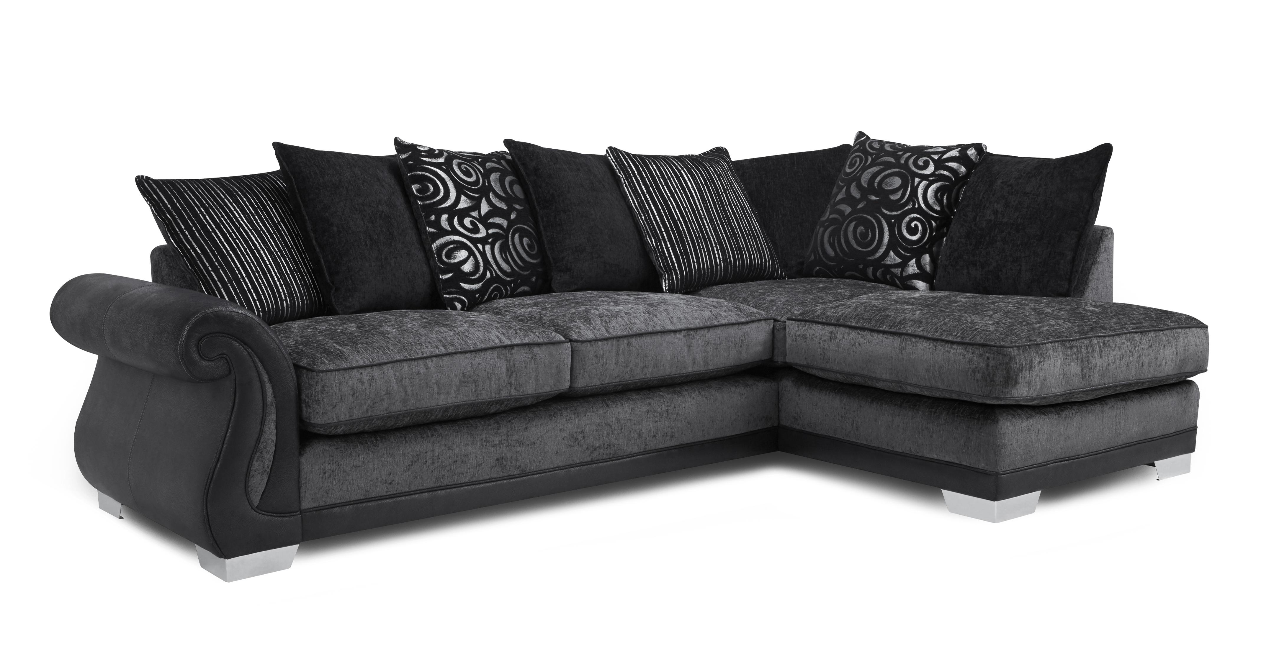 Evisa Pillow Back Left Hand Facing Arm 3 Seater Open End Corner Sofa