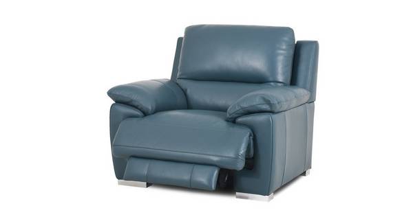 Falcon Power Plus Recliner Chair New, Navy Leather Recliner Armchair