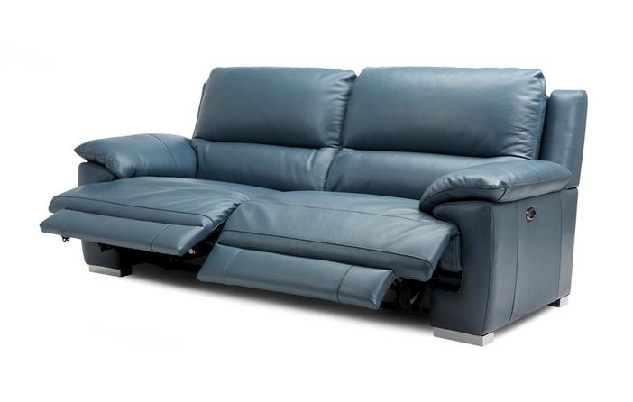 Falcon 3 Seater Power Recliner Dfs, Blue Leather Recliner Sofa Uk