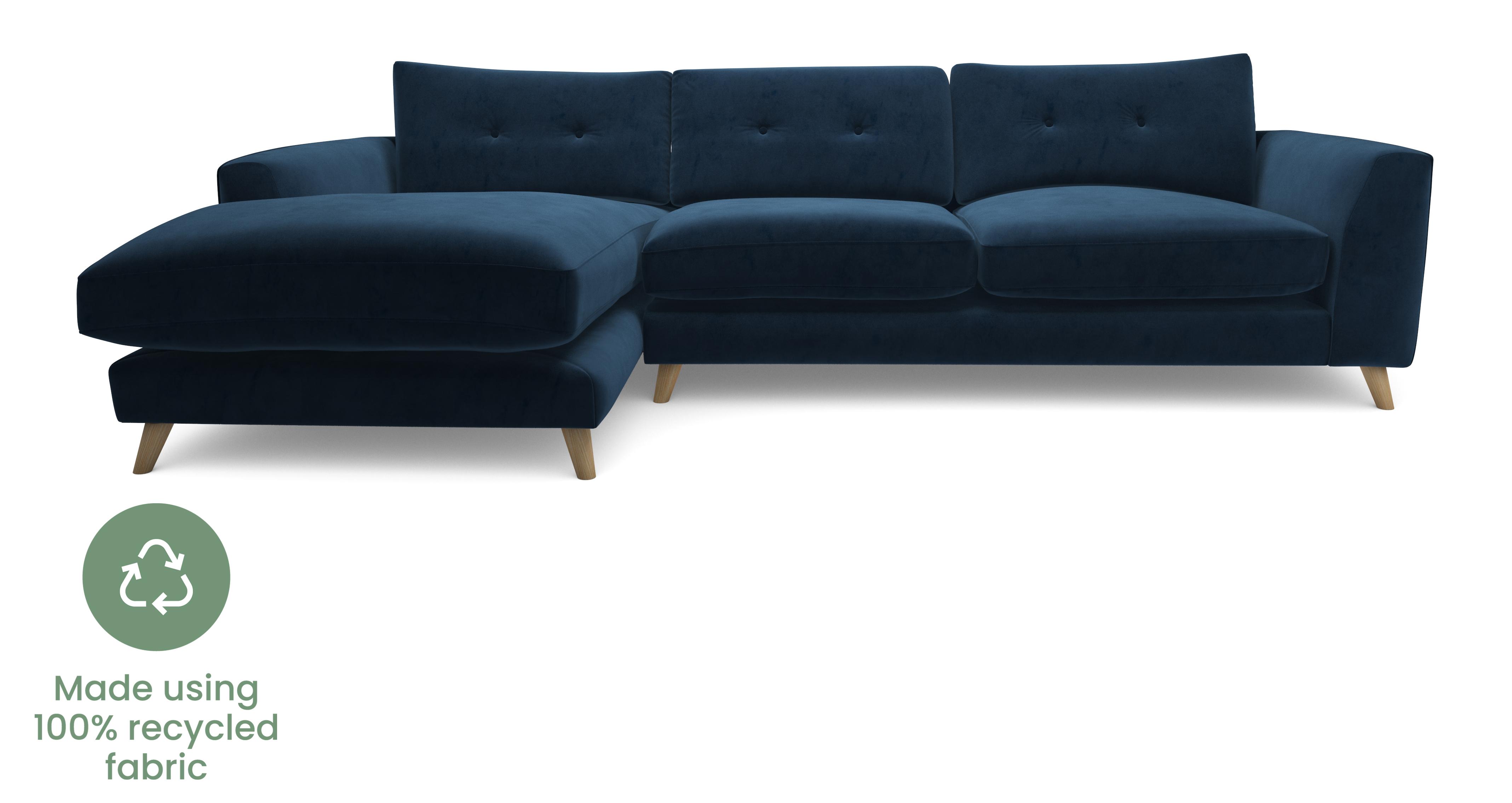 Farnham Velvet Left Hand Facing Grand Chaise Sofa DFS