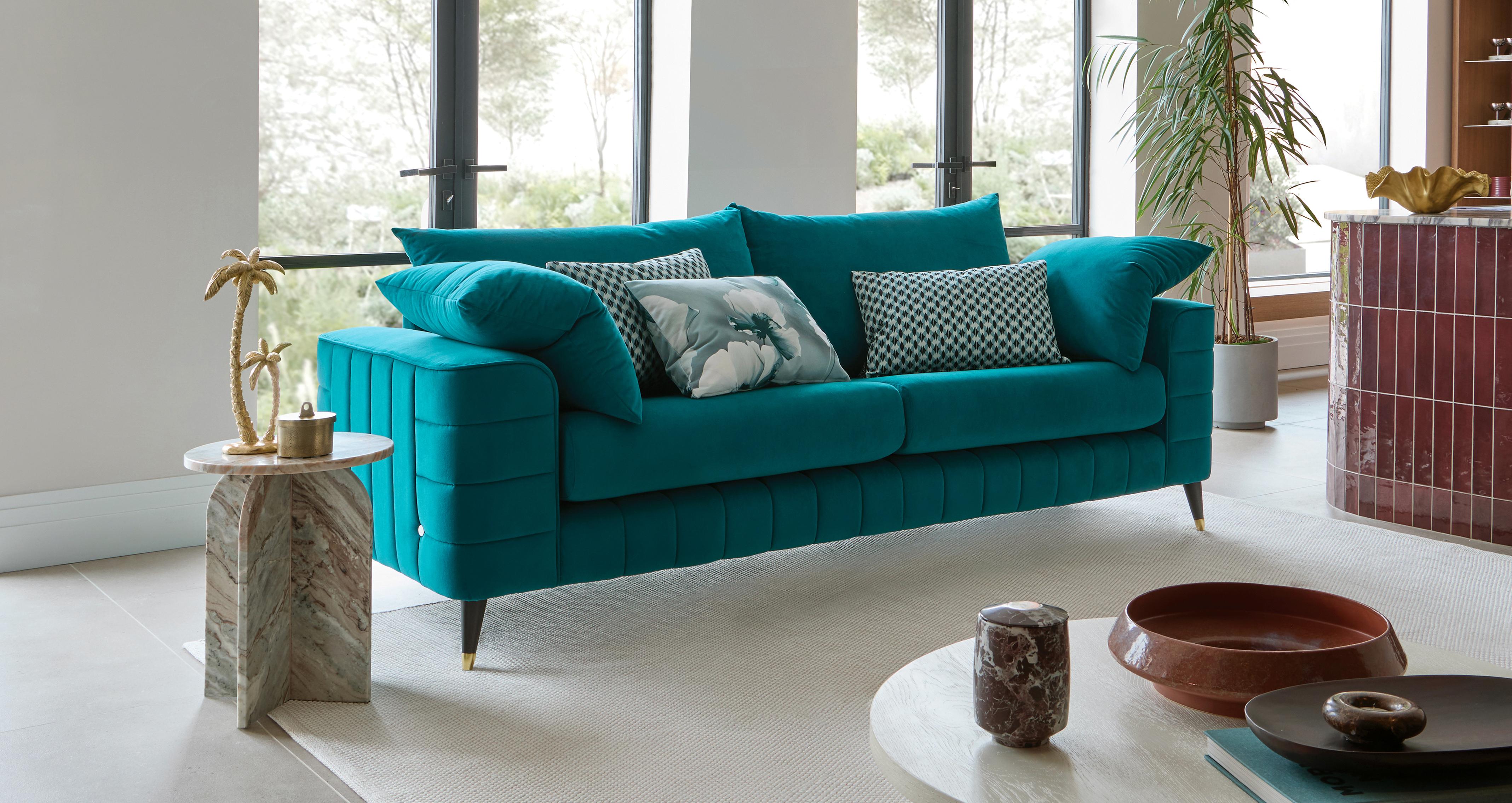 Farringdon Accent Chair in Farringdon Floral Steel Teal with Gold feet