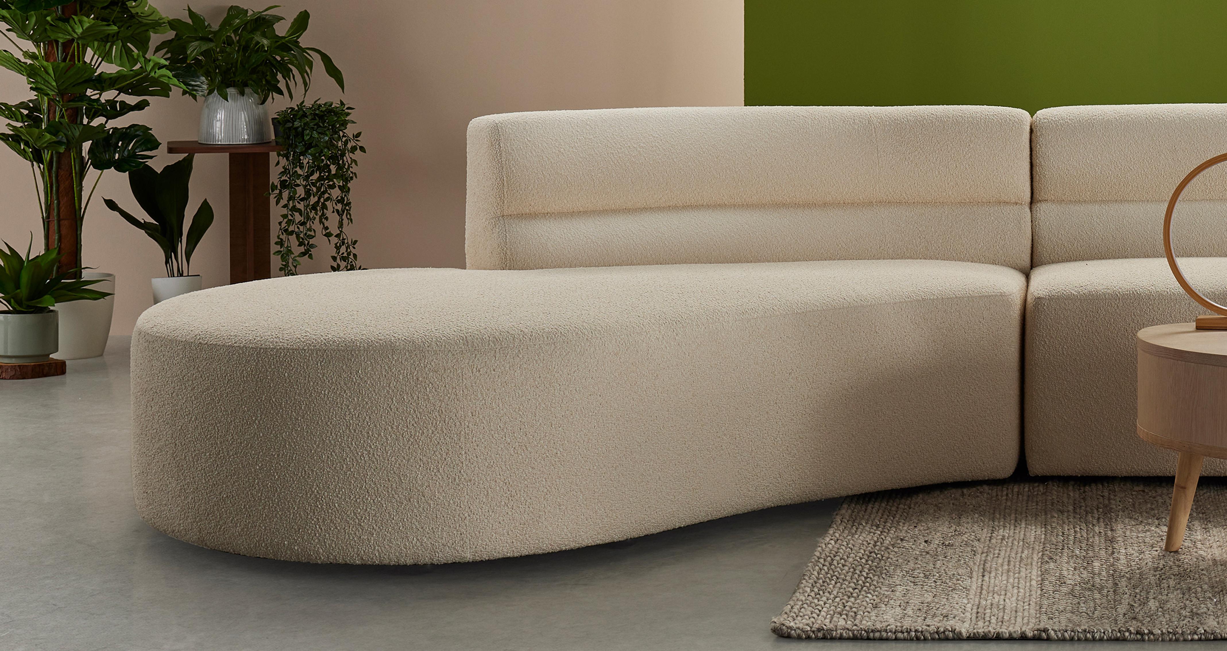 Ferrara Left Hand Facing 2 Piece Chaise End Sofa in Boucle Fabric Natural