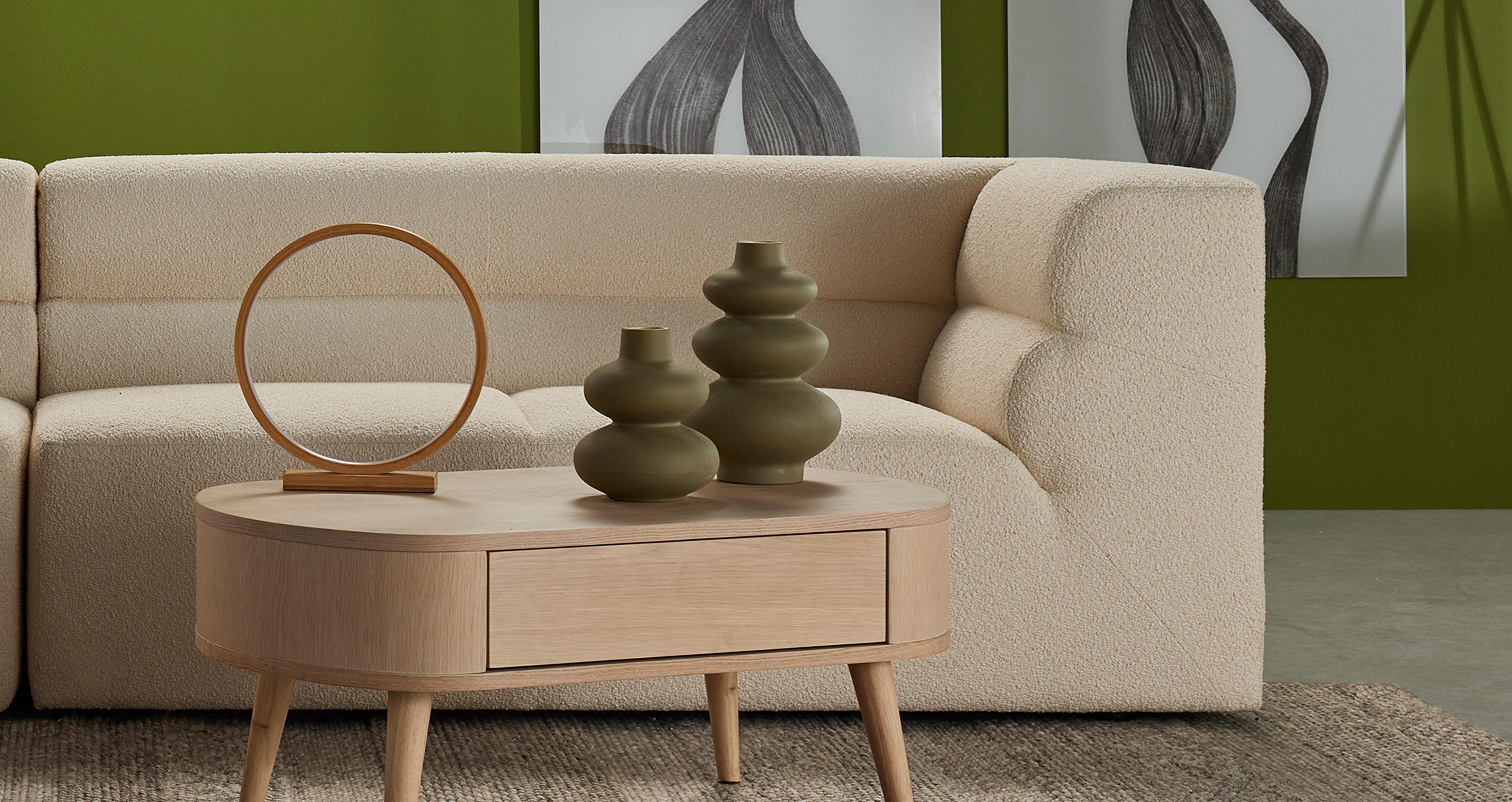 Ferrara Left Hand Facing 2 Piece Chaise End Sofa in Boucle Fabric Natural