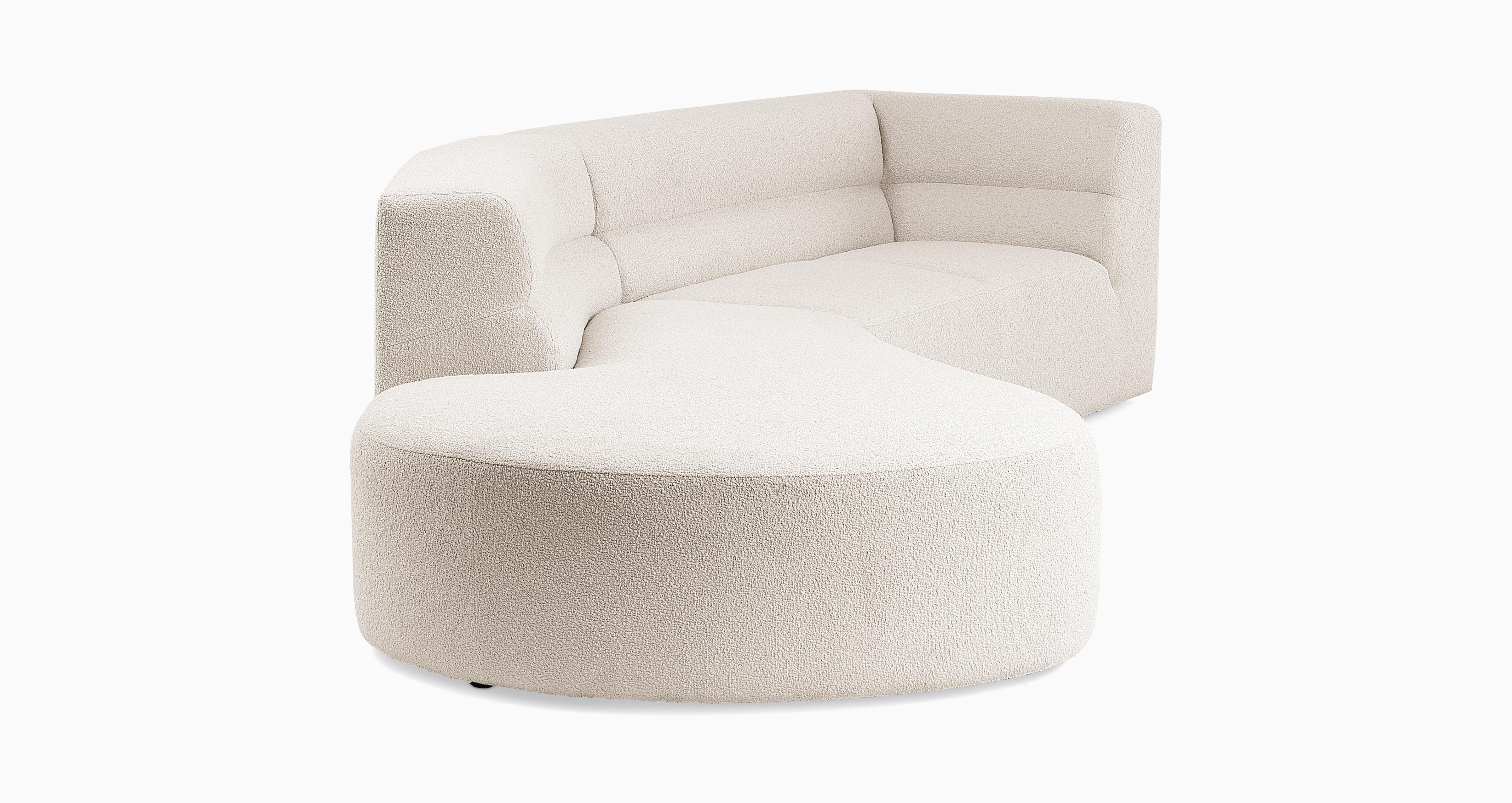 Ferrara Left Hand Facing 2 Piece Chaise End Sofa in Boucle Fabric Natural