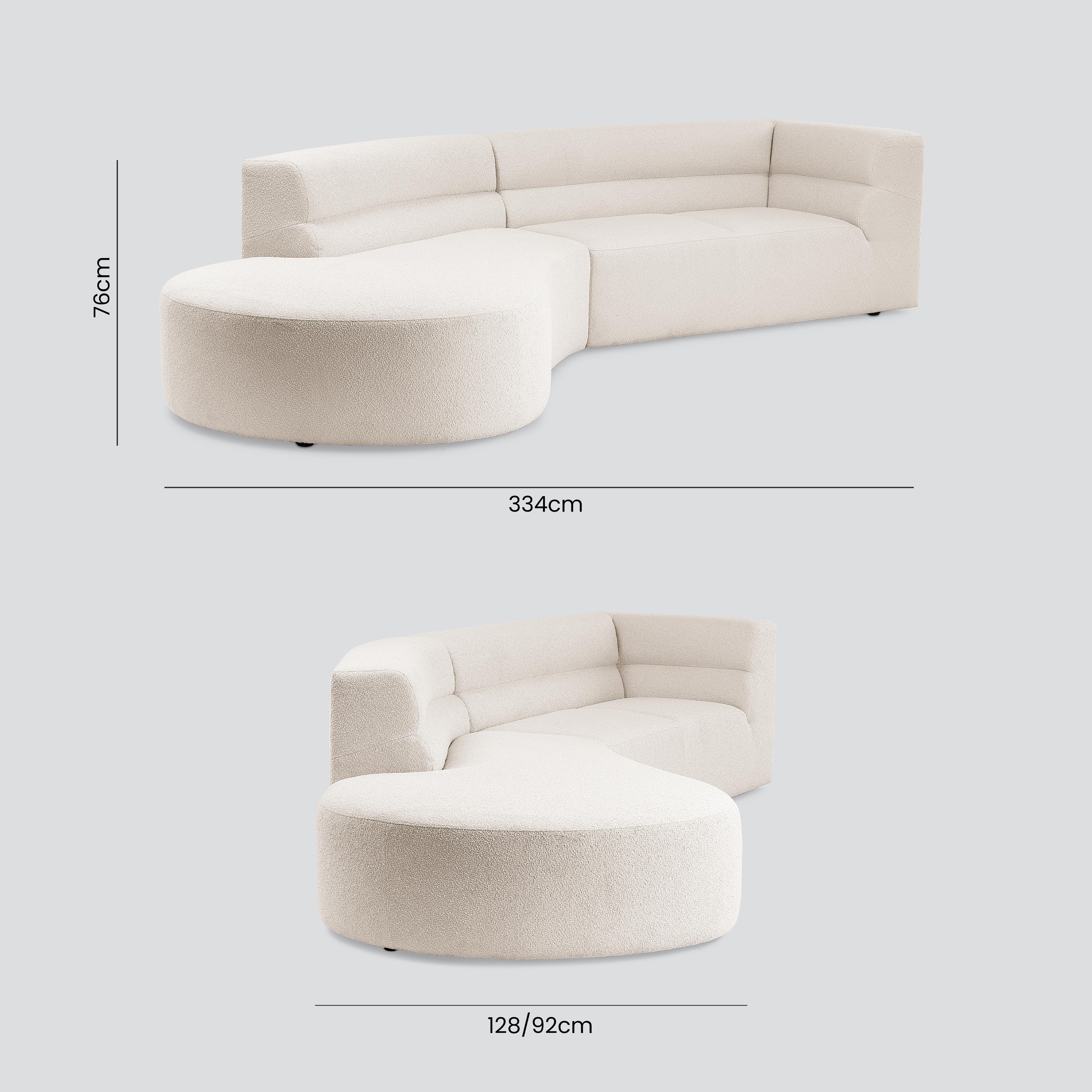 Ferrara Left Hand Facing 2 Piece Chaise End Sofa in Boucle Fabric Natural