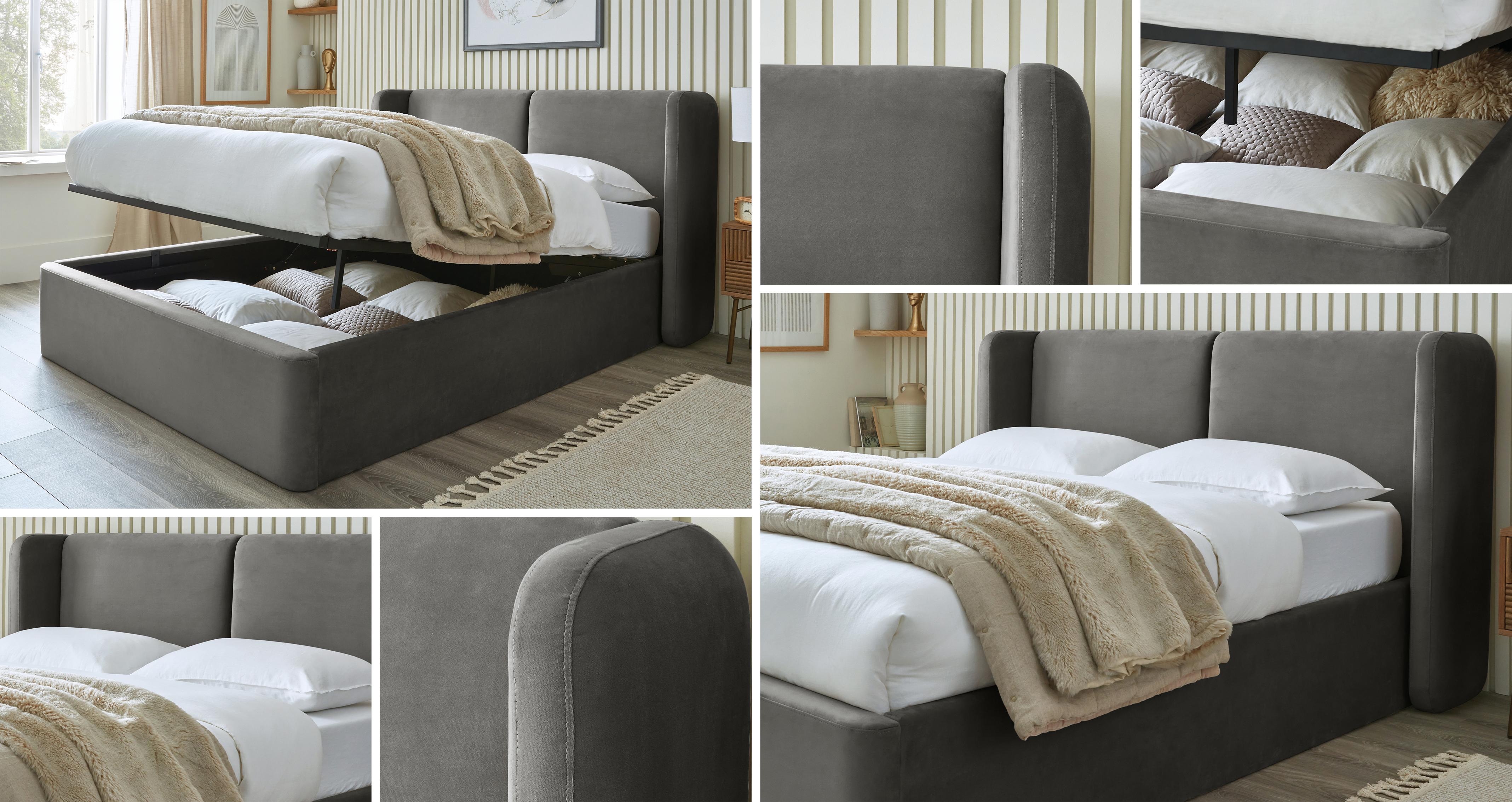 Florrie Double Ottoman Bedframe in Florrie Charcoal Charcoal