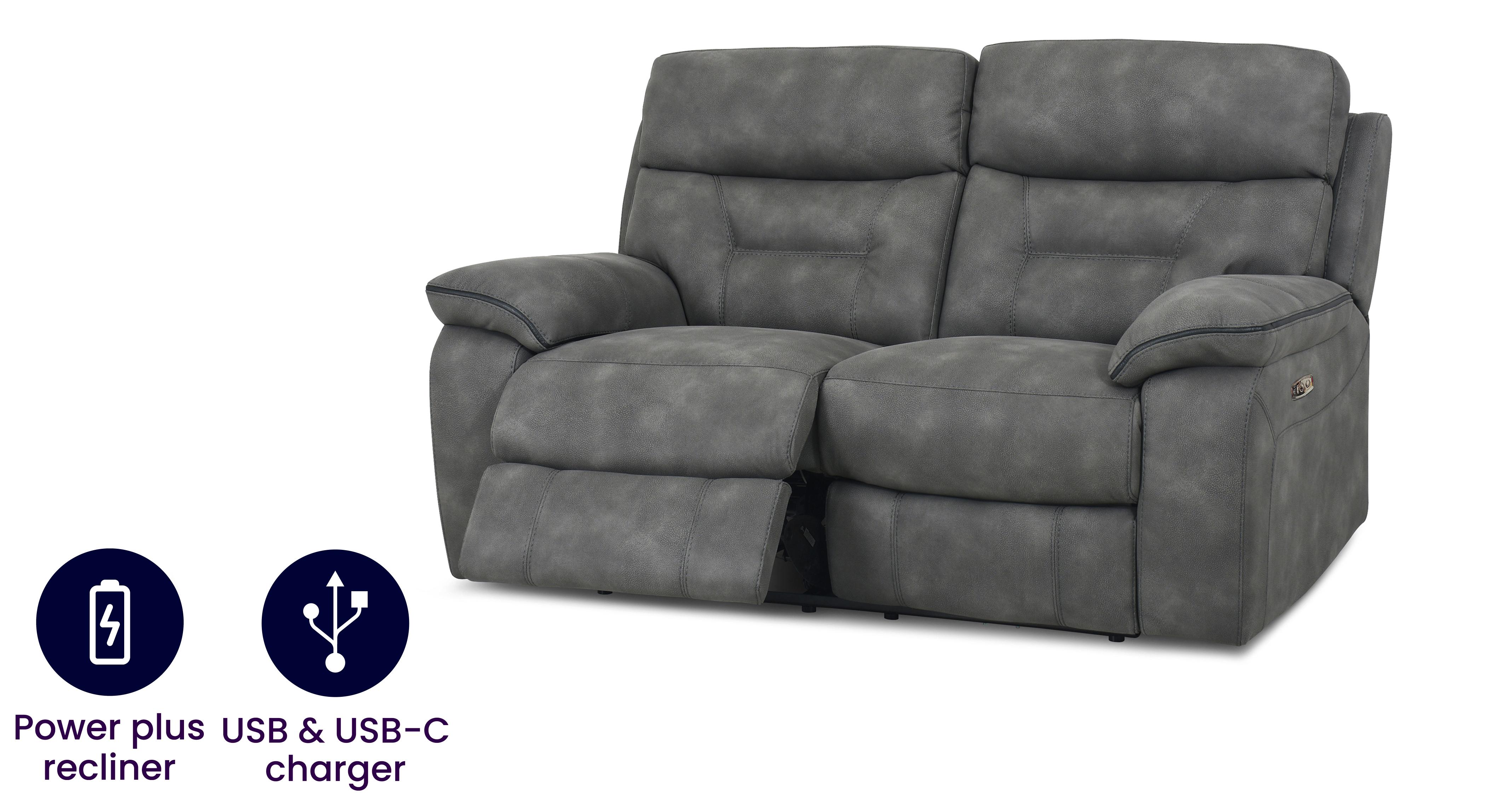 Foster Fabric 2 Seater Power Plus Recliner Sofa DFS