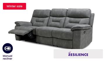 Fabric 3 Seater Manual Recliner Sofa