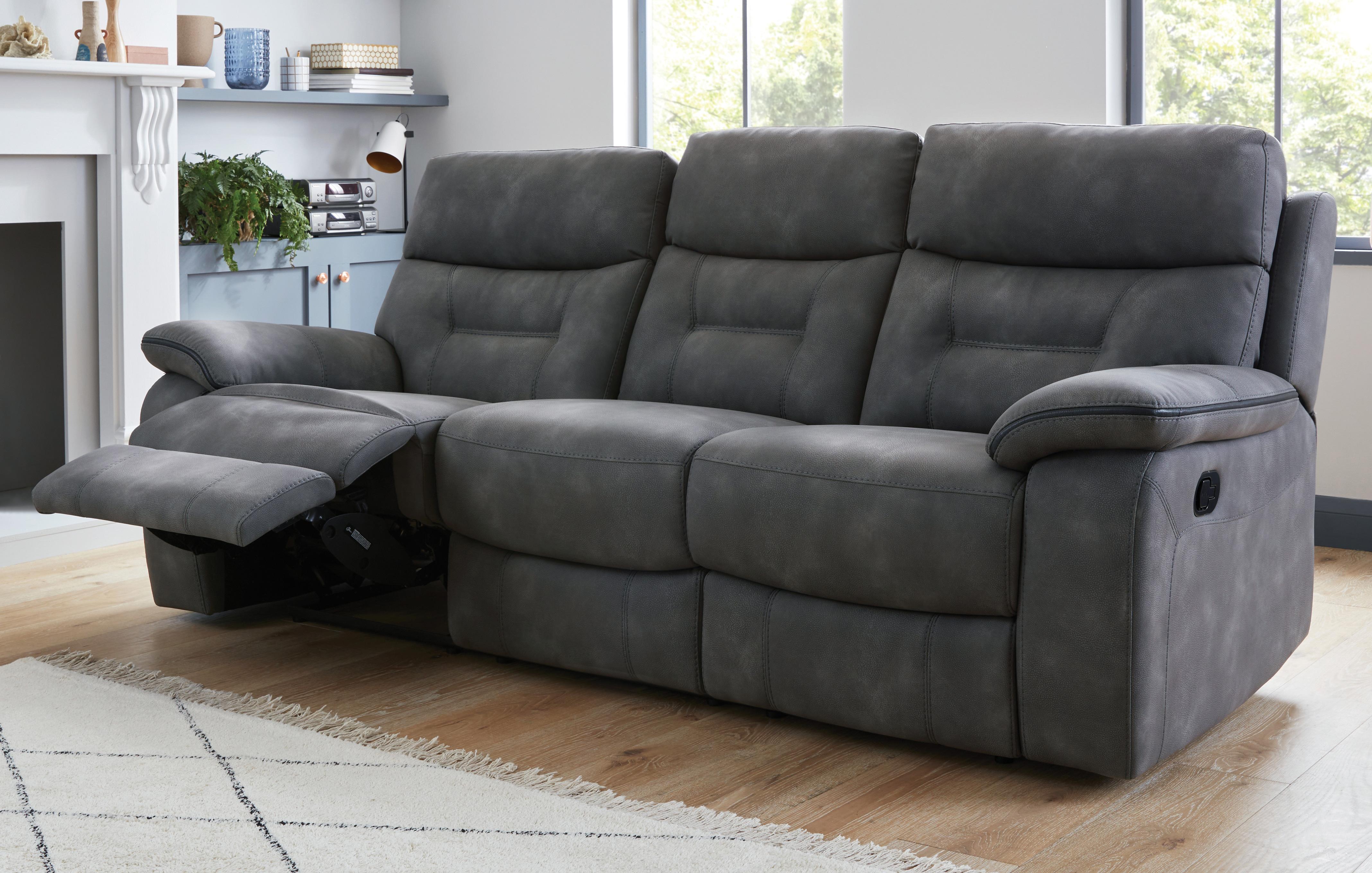 Grey recliner sofa fabric hot sale