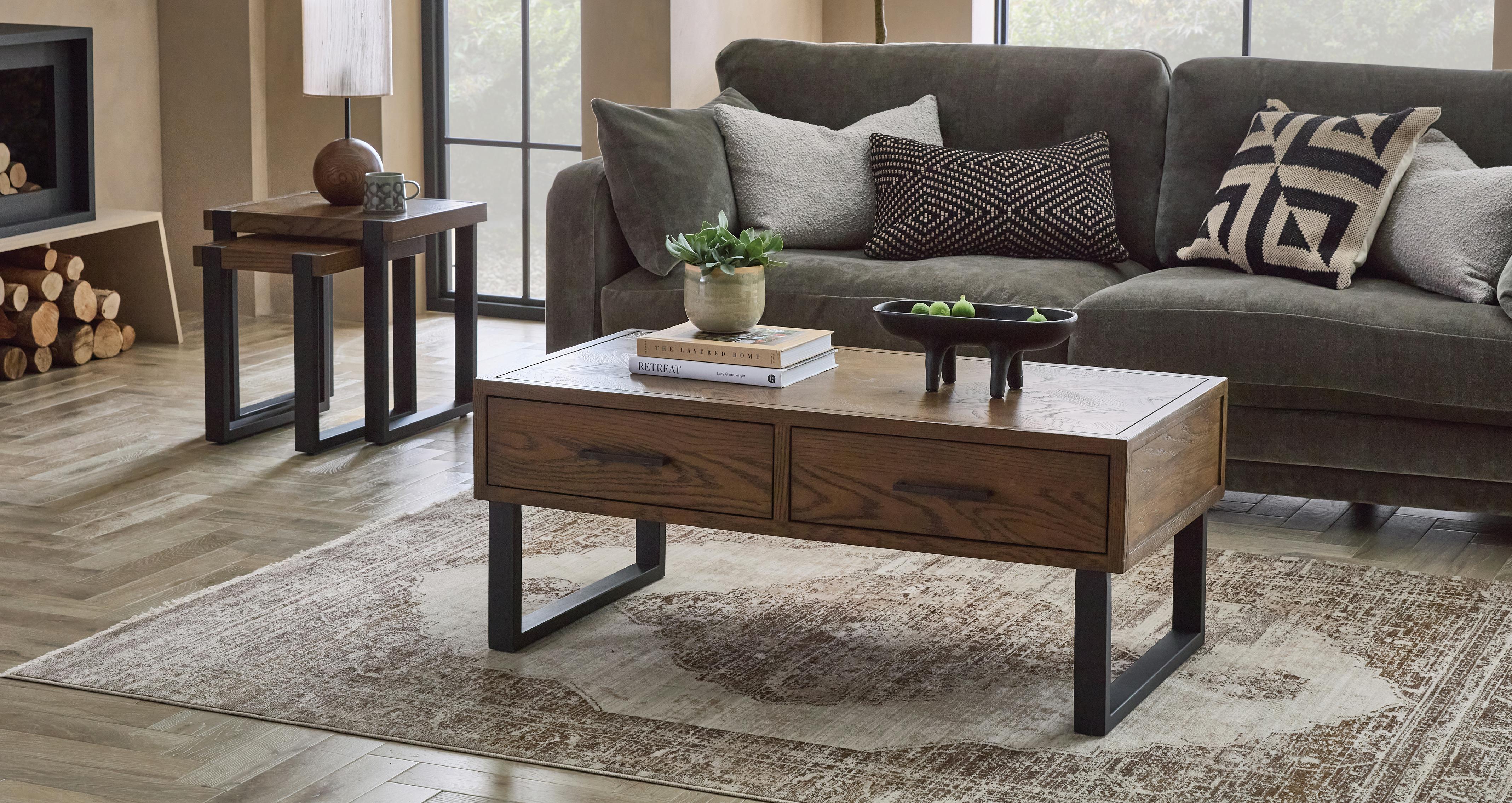 Foundry Nest of 2 Tables in Foundry Smoke Oak and Black