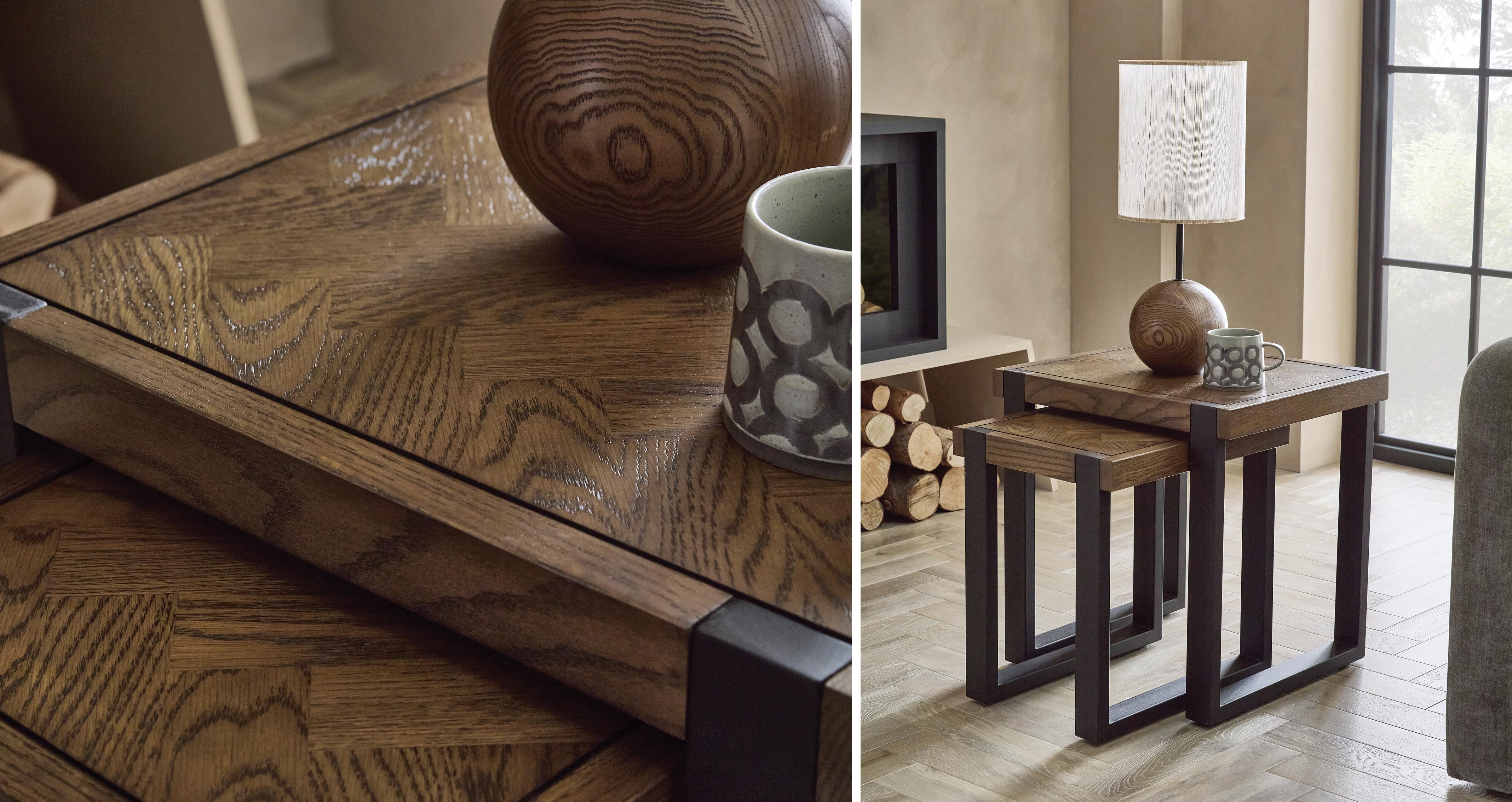 Foundry Nest of 2 Tables in Foundry Smoke Oak and Black